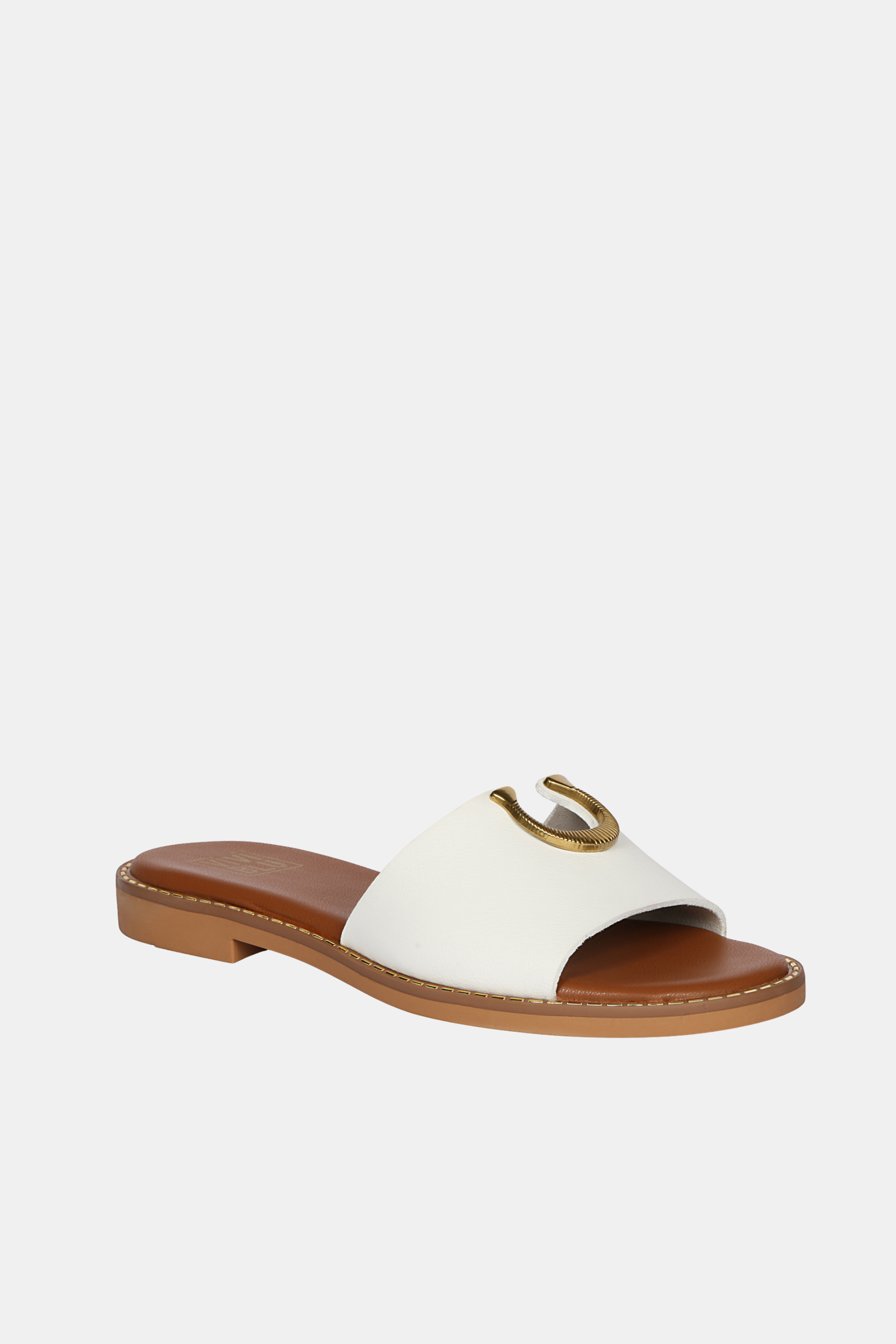 Vivi Blu - Amber Horseshoe Ornament Sandals - White Leather