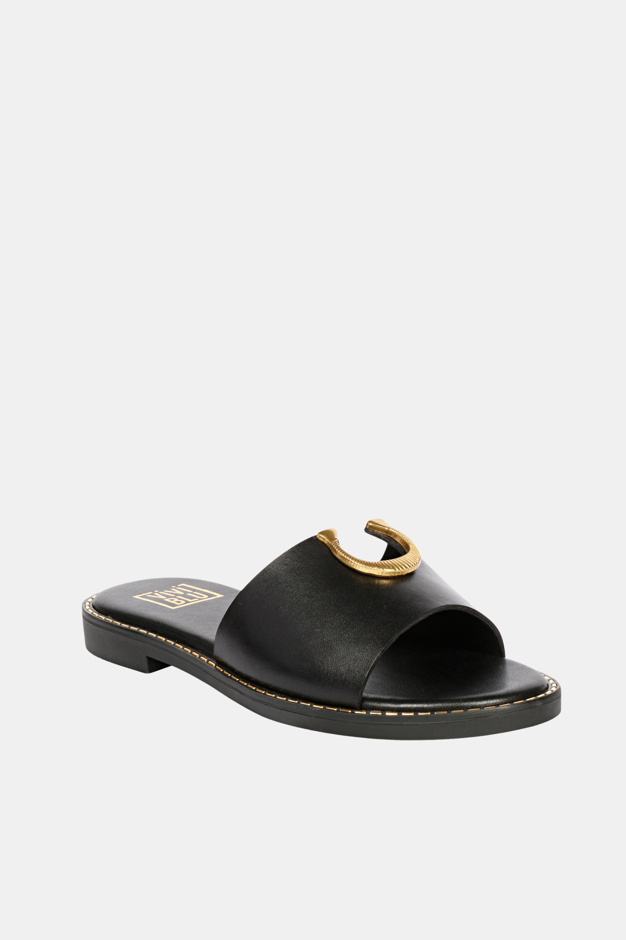 Vivi Blu - Amber Horseshoe Ornament Sandals - Black Leather
