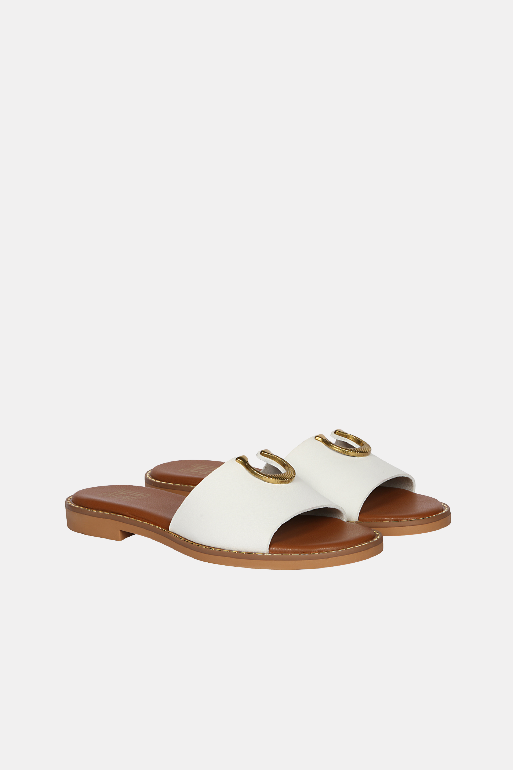 Vivi Blu - Amber Horseshoe Ornament Sandals - White Leather