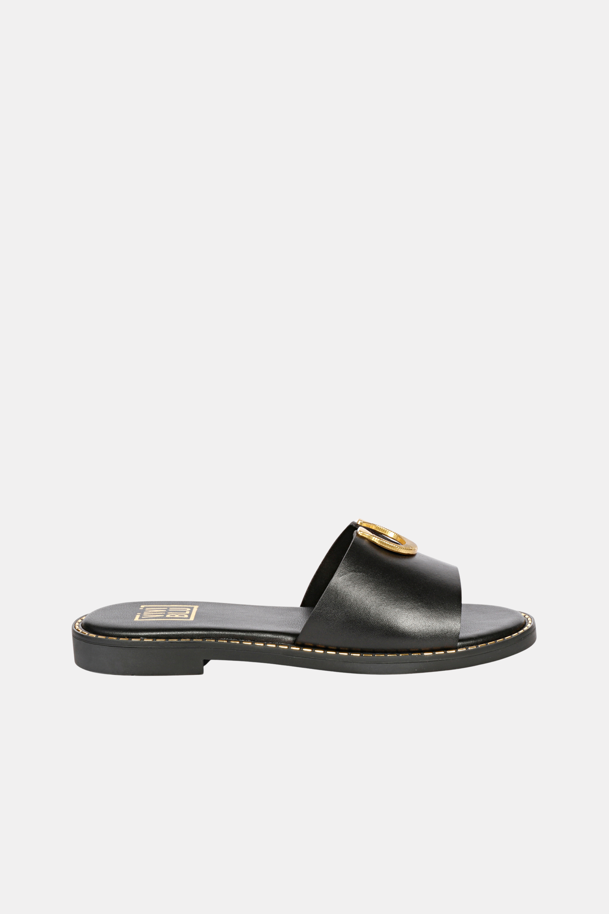 Vivi Blu - Amber Horseshoe Ornament Sandals - Black Leather