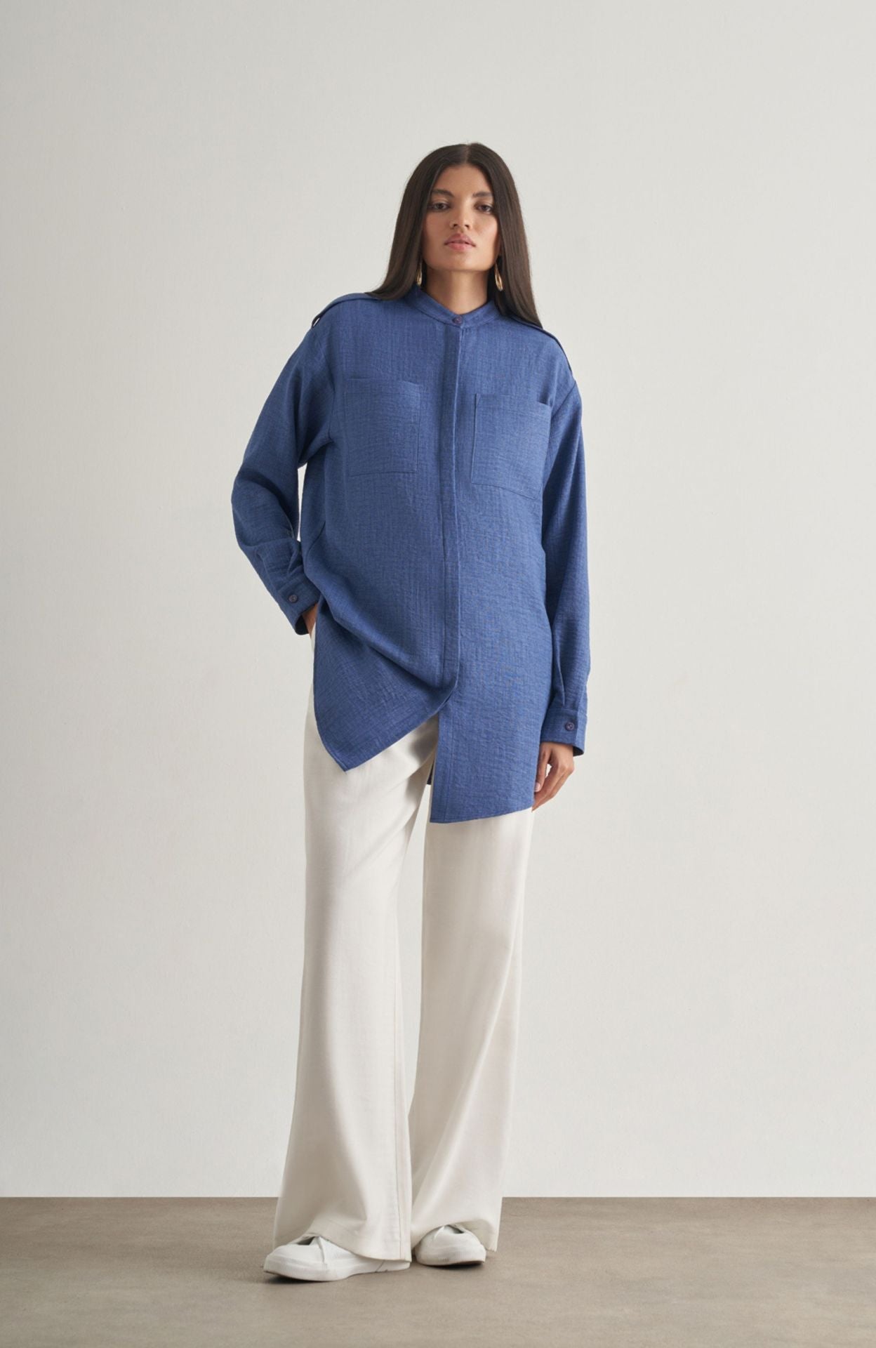 Mizalle Tunic with Epaulette Detail