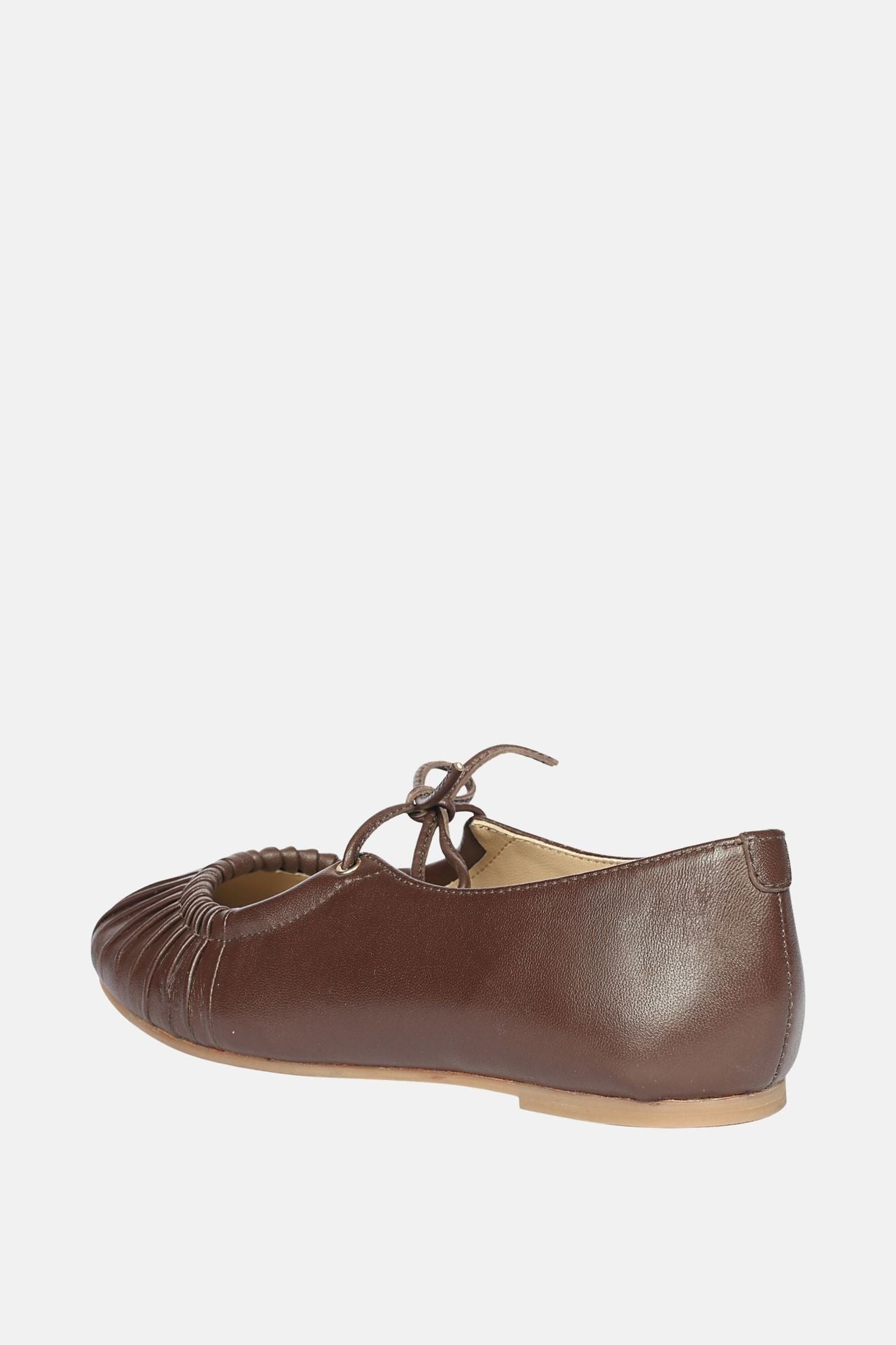 Jelavu - Ellie Ruched Lace-up Ballerina - Chocolate Leather