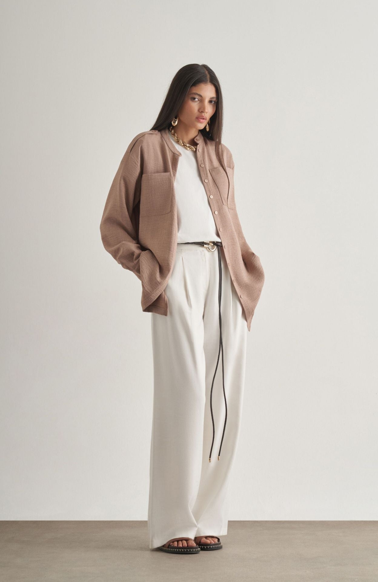 Mizalle Tunic with Epaulette Detail