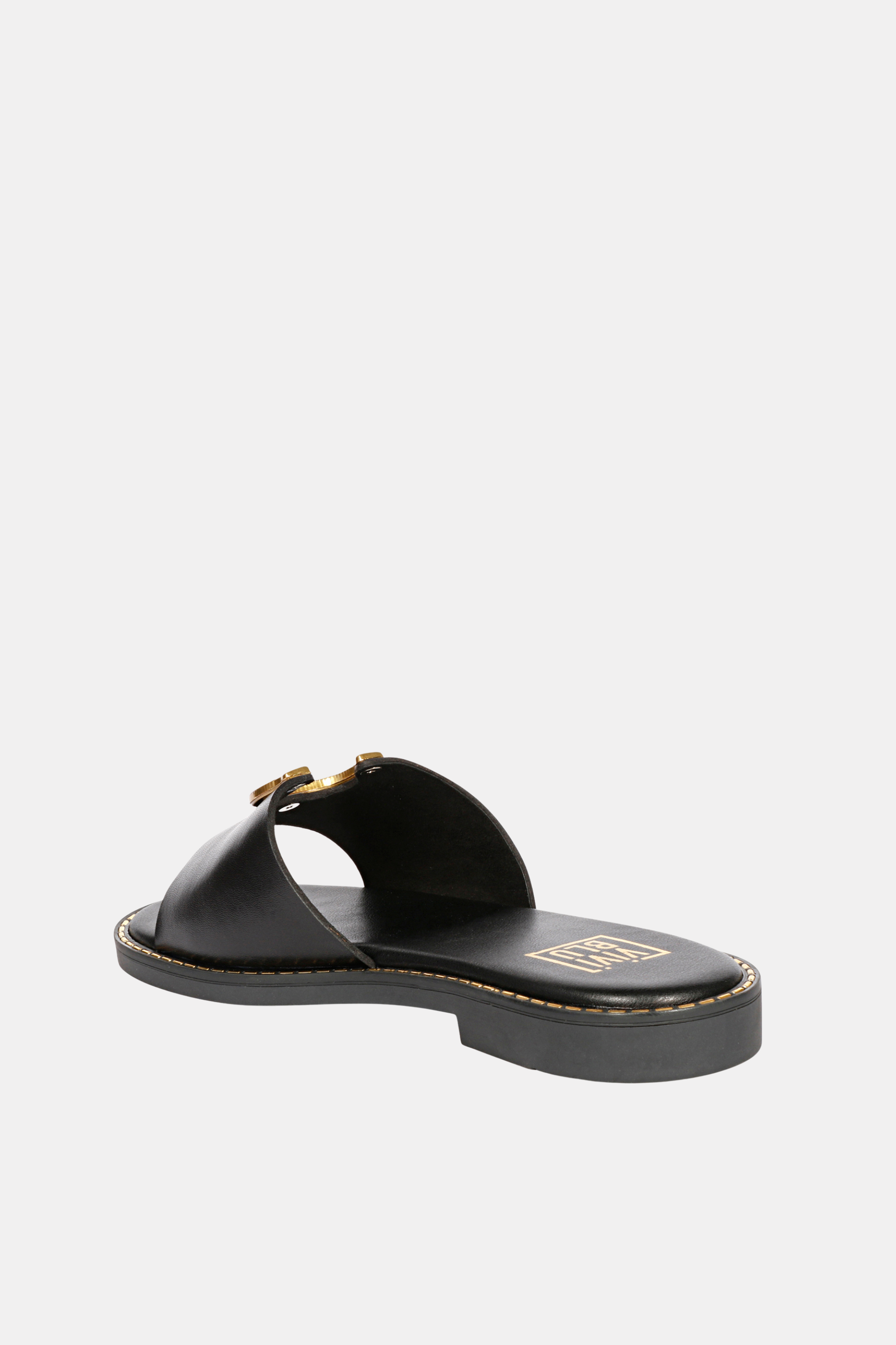 Vivi Blu - Amber Horseshoe Ornament Sandals - Black Leather