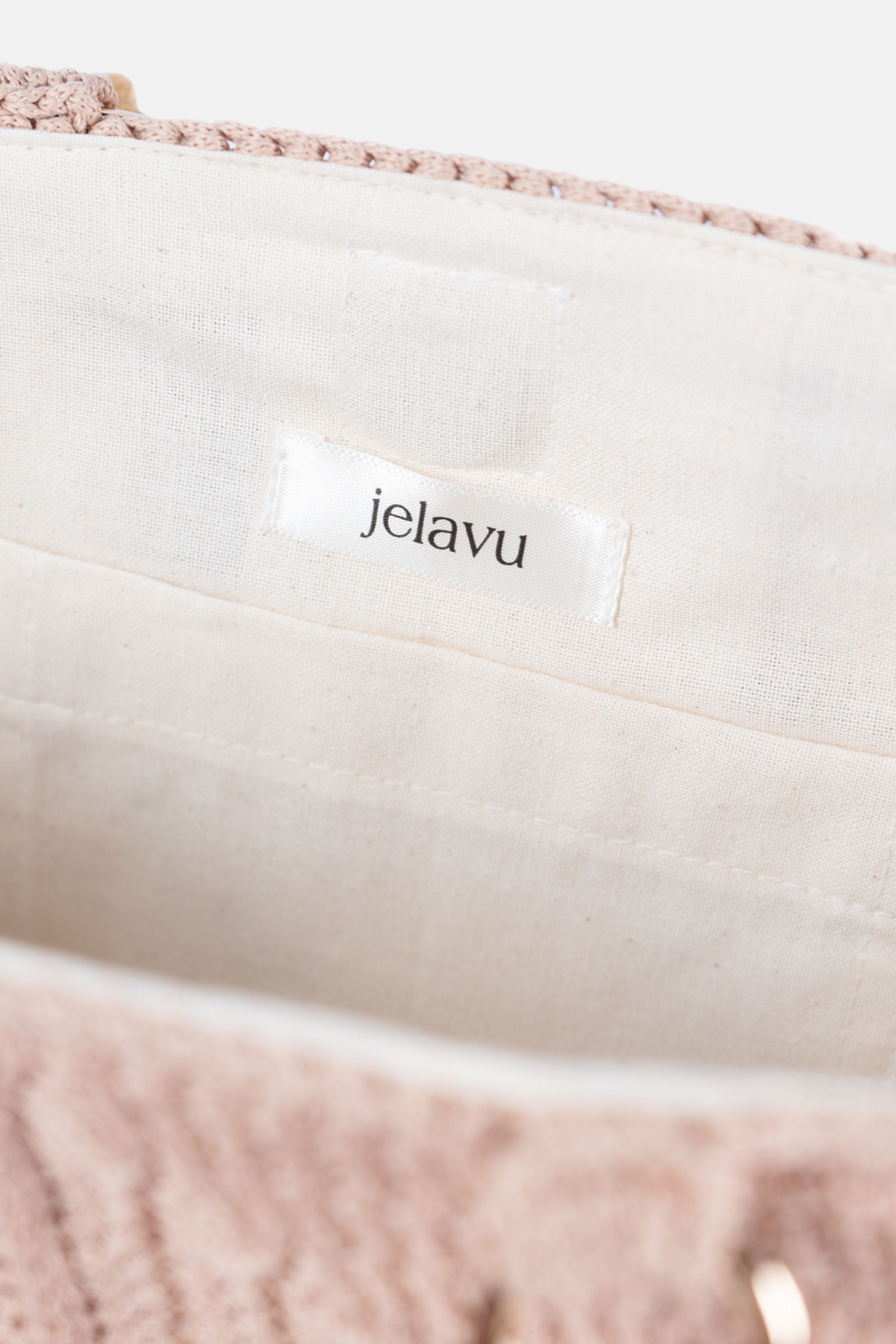 Jelavu - Blossom Crochet Crossbody Bag with Bamboo Handle - Beige / Daisy