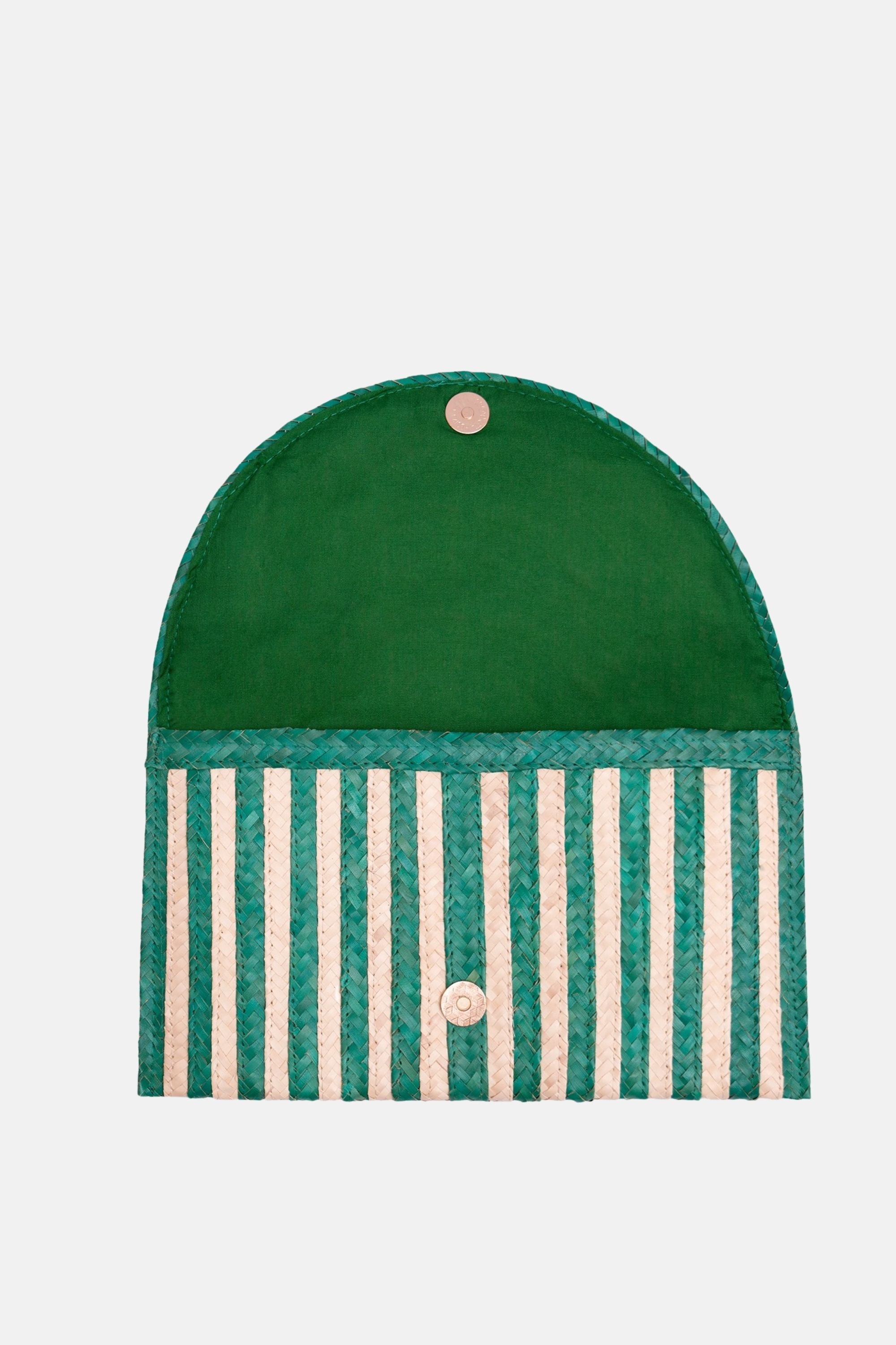 Jelavu - Brooke Small Striped Clutch - Cream / Green