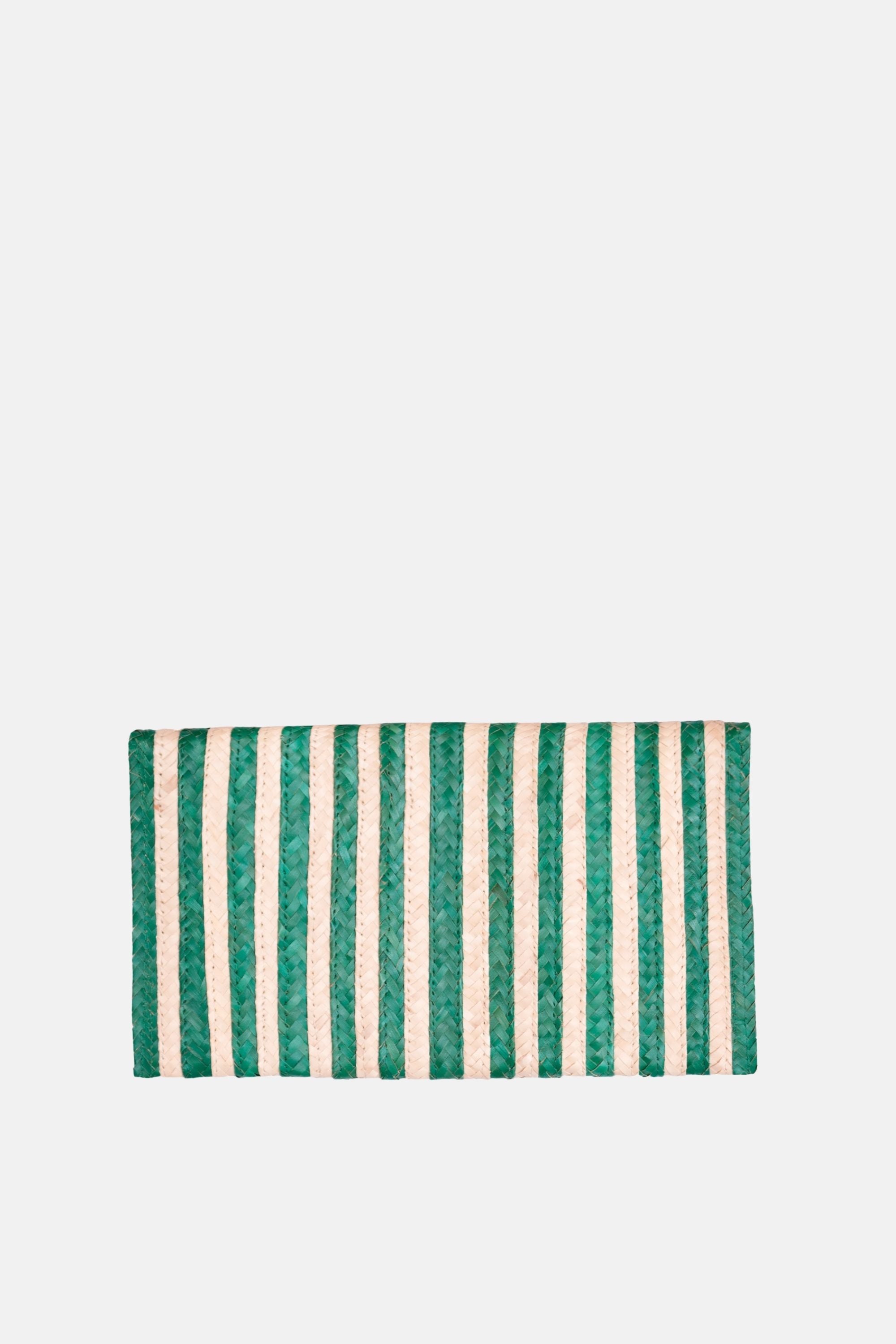 Jelavu - Brooke Small Striped Clutch - Cream / Green