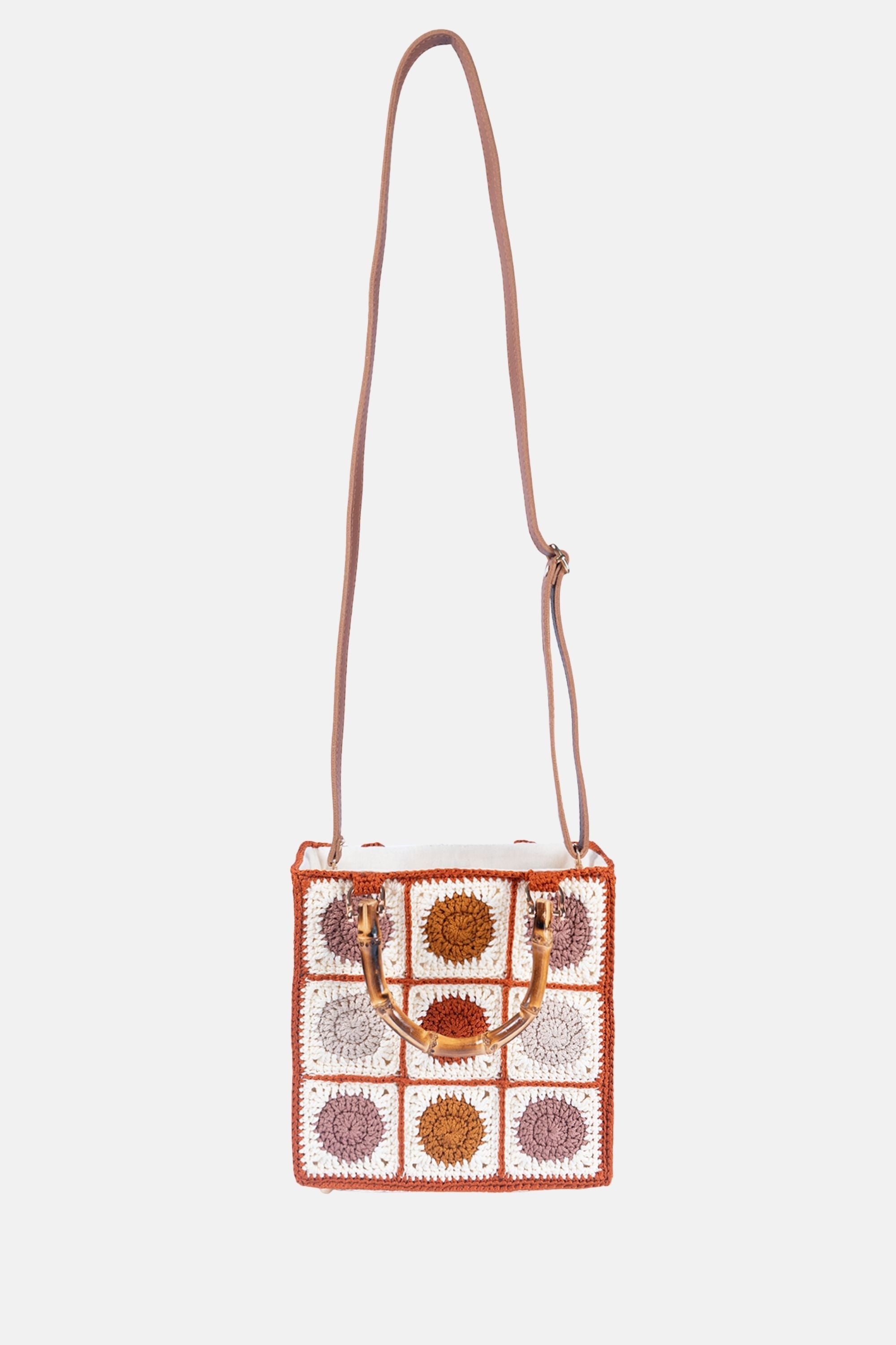 Jelavu - Dottie Crochet Bamboo Handle Crossbody Bag - Sunset Multi