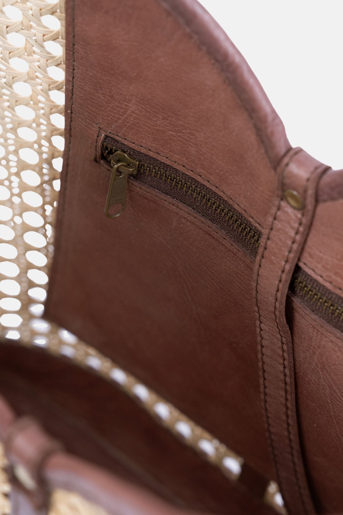 Ophelia Cane Large Tote Bag - Chocolate Leather Trim