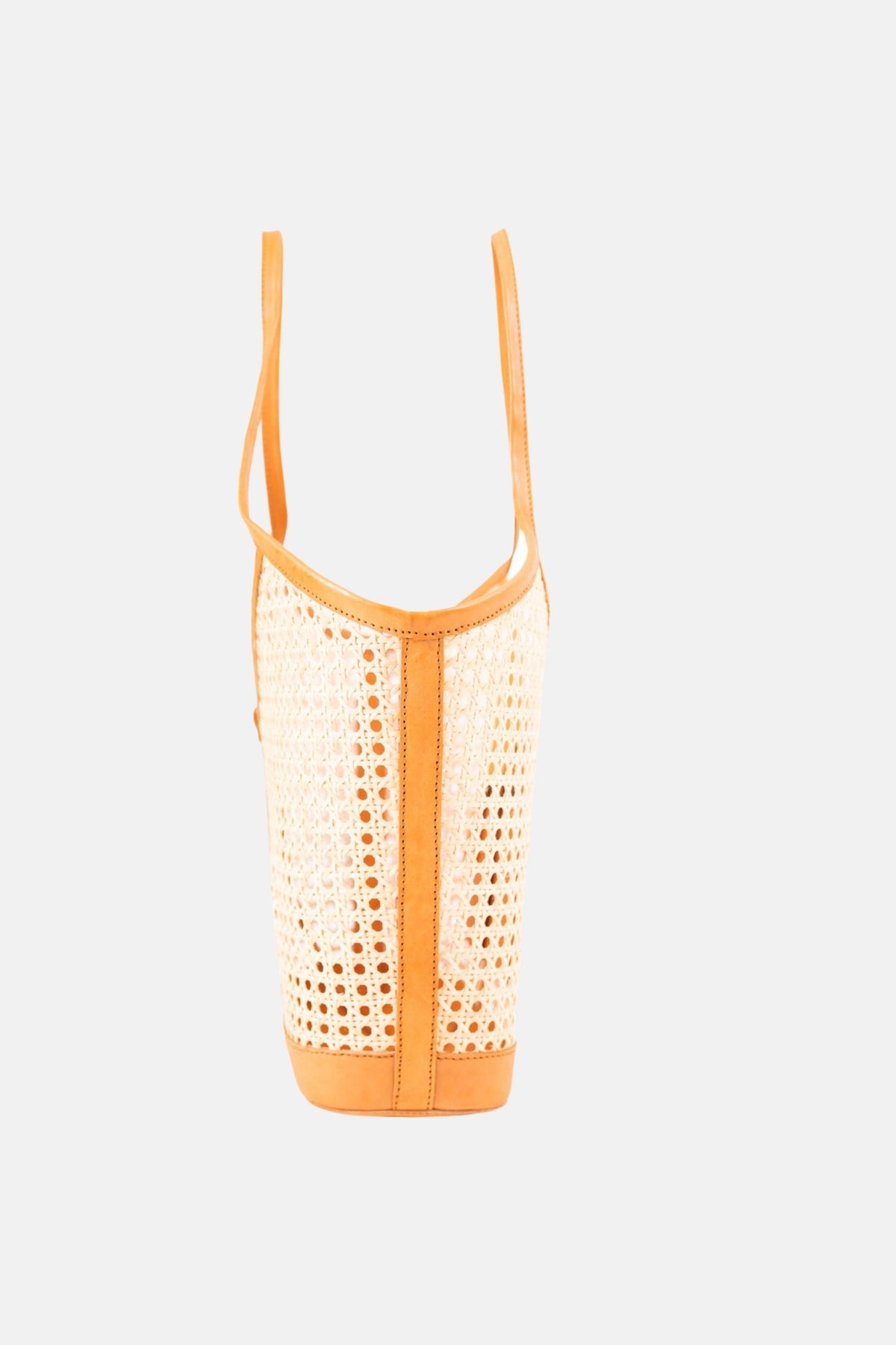 Ophelia Cane Large Tote Bag - Tan Leather Trim