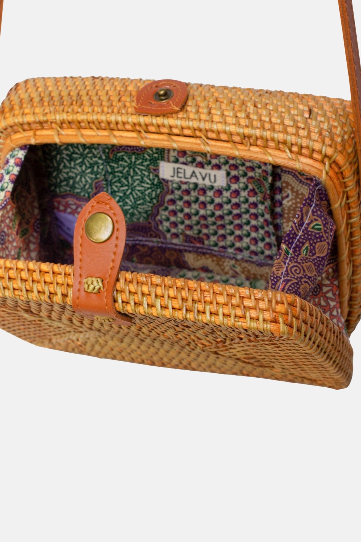 Rae Rattan Small Crossbody Bag - Tan