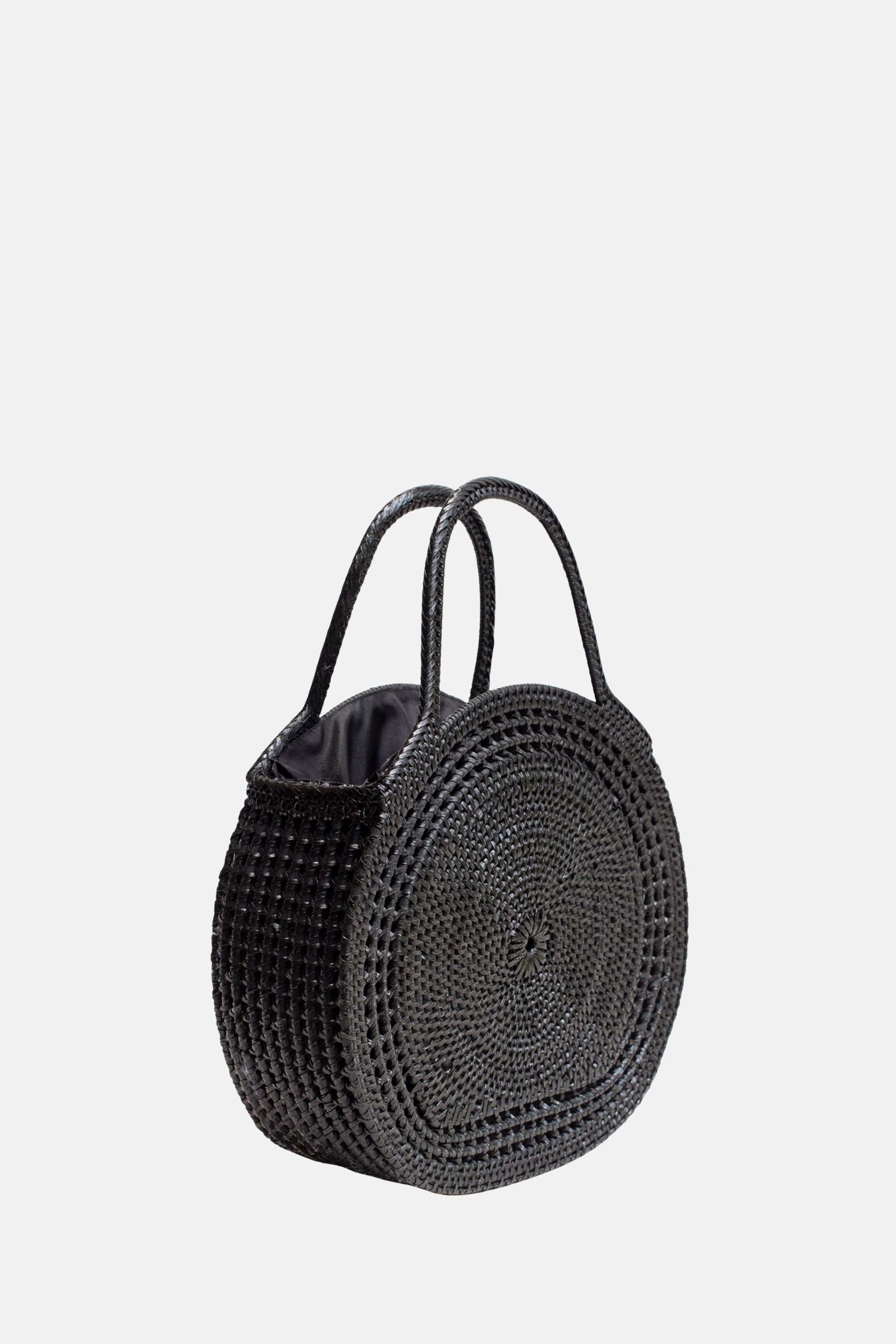 Jelavu – Sydney Rattan Top Handle Bag - Medium Satchel - Black