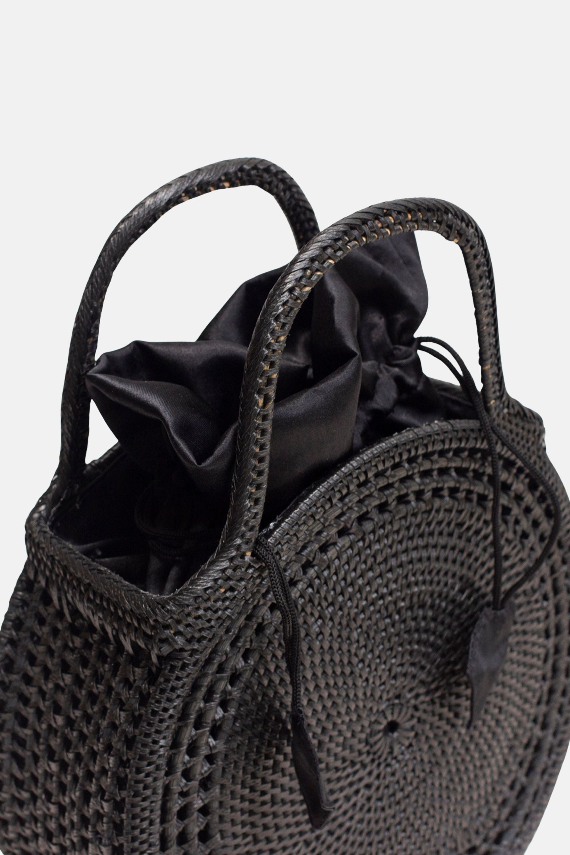 Jelavu – Sydney Rattan Top Handle Bag - Medium Satchel - Black