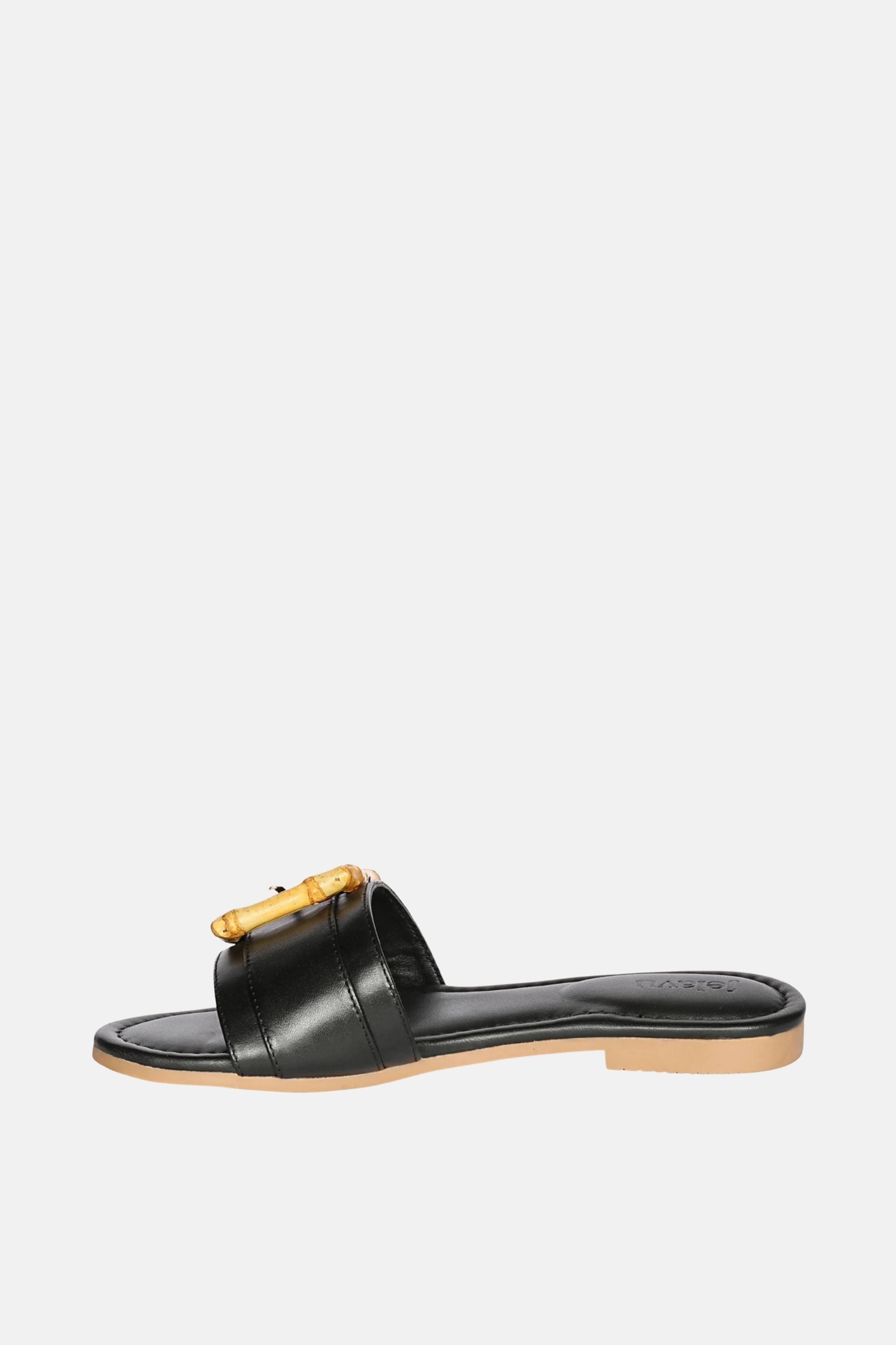 Jelavu - Amsterdam Bamboo Buckle Sandals - Black Leather