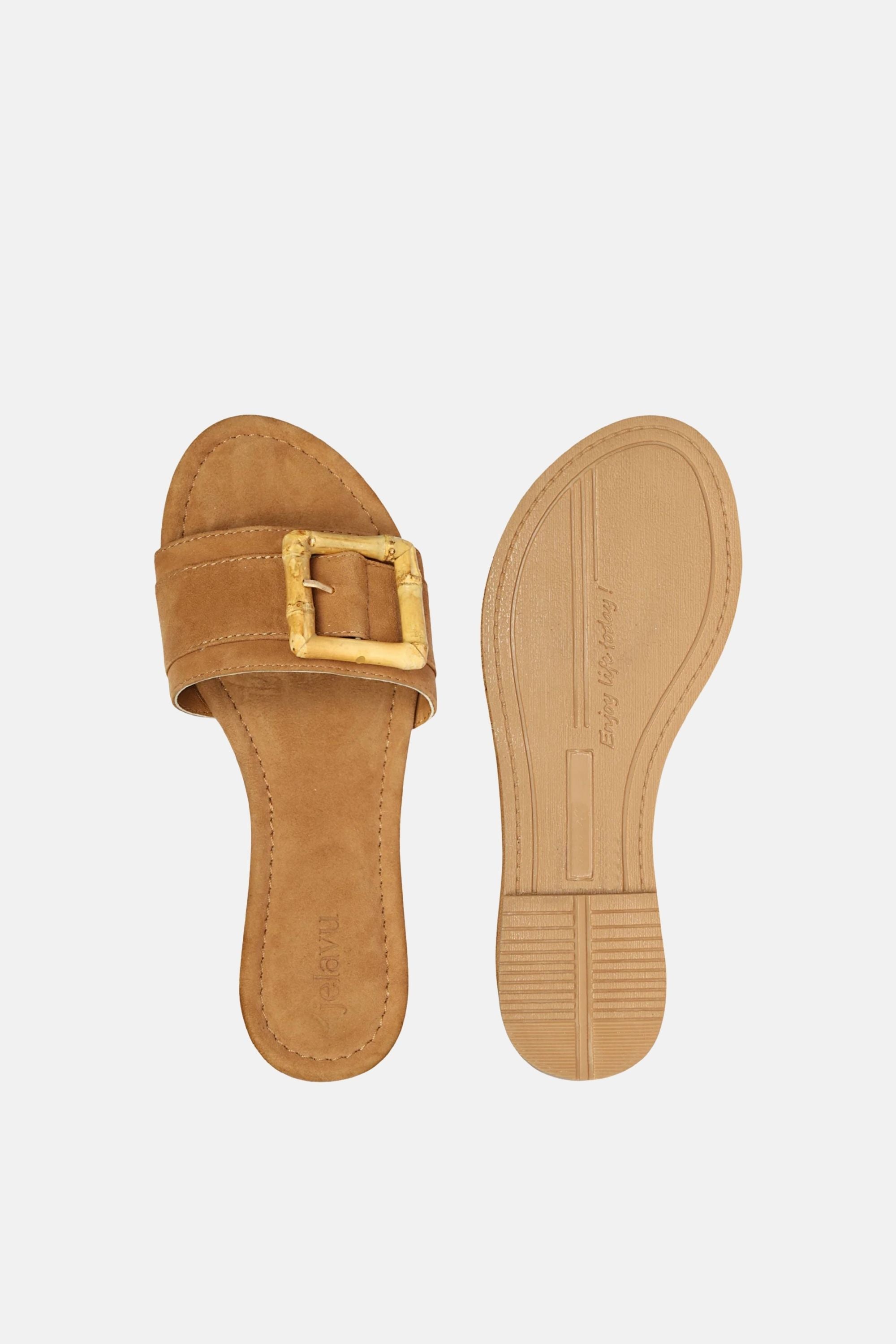 Jelavu - Amsterdam Bamboo Buckle Sandals - Cognac Suede
