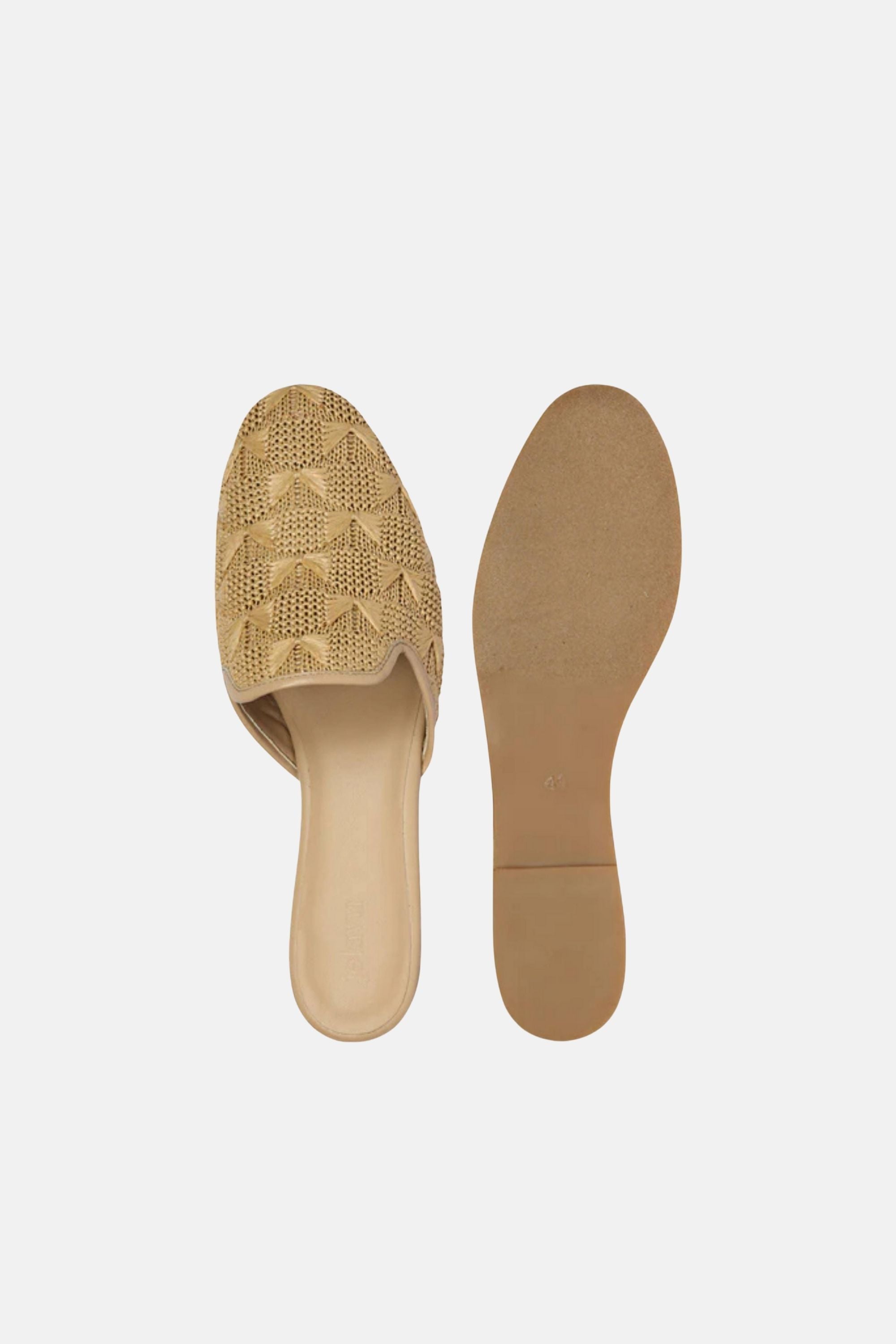 Jelavu Andrea Raffia Mules - Beige