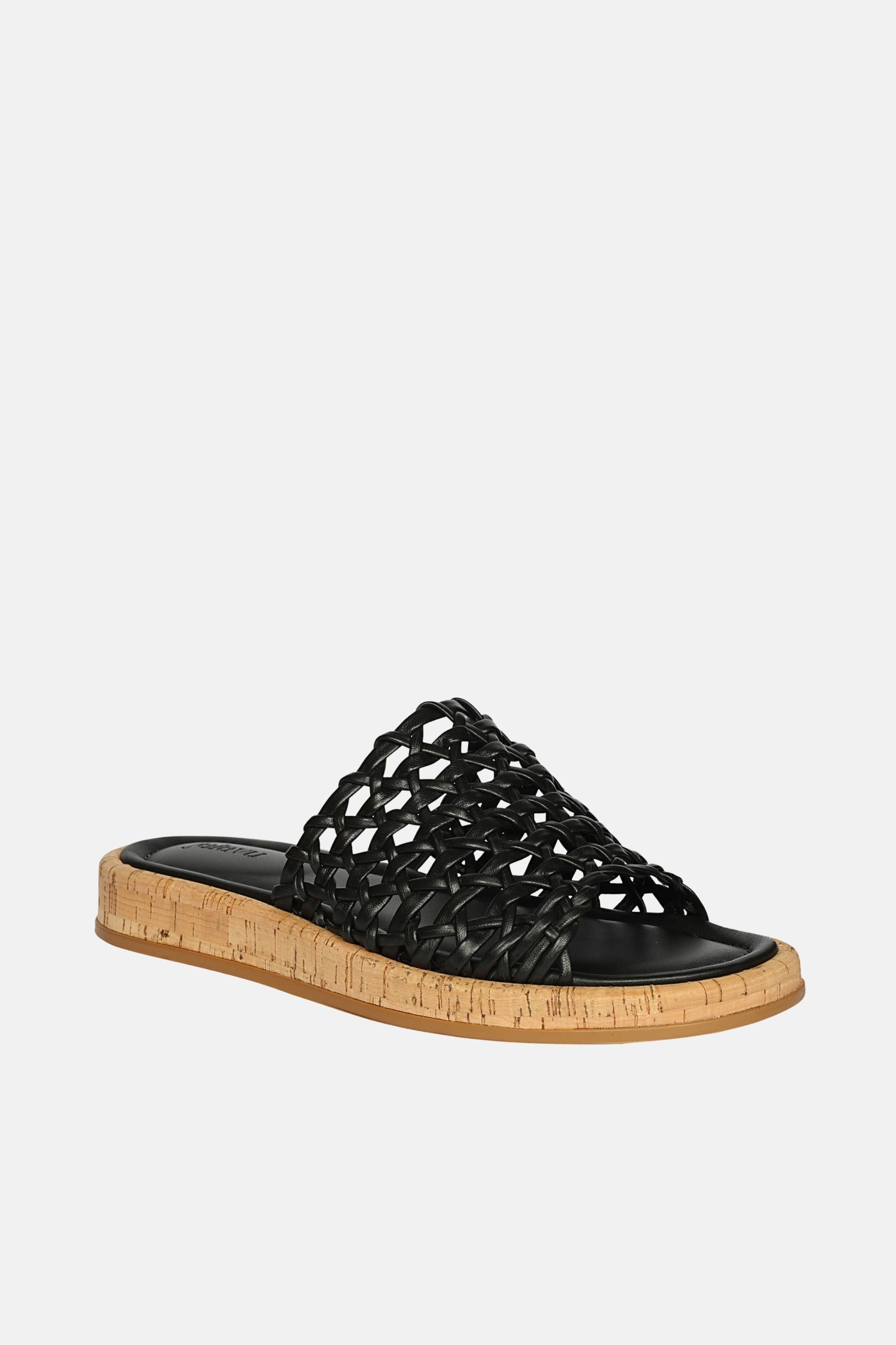 Jelavu - Cloud Leather Woven Sandals - Black Leather