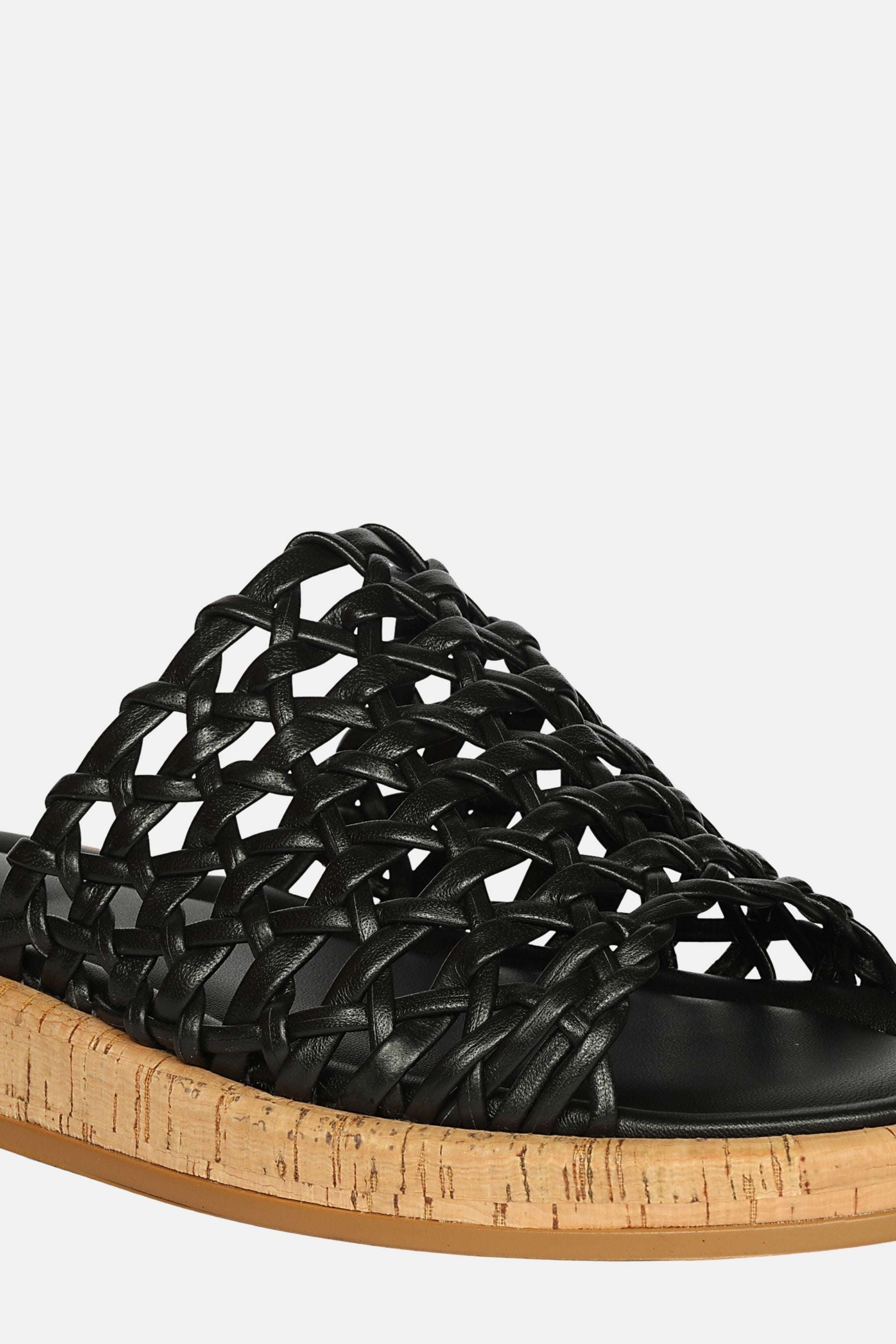 Jelavu - Cloud Leather Woven Sandals - Black Leather