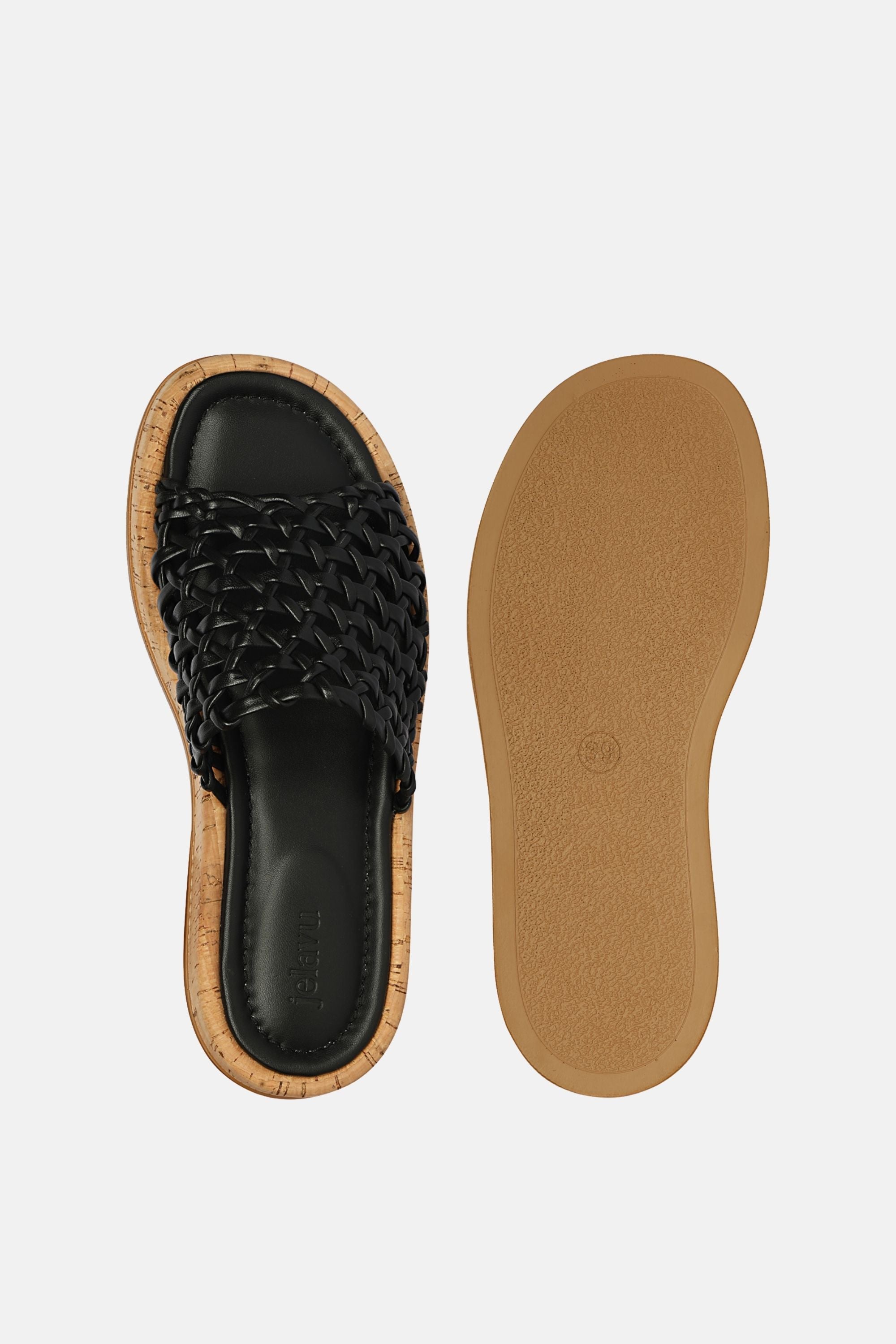Jelavu - Cloud Leather Woven Sandals - Black Leather
