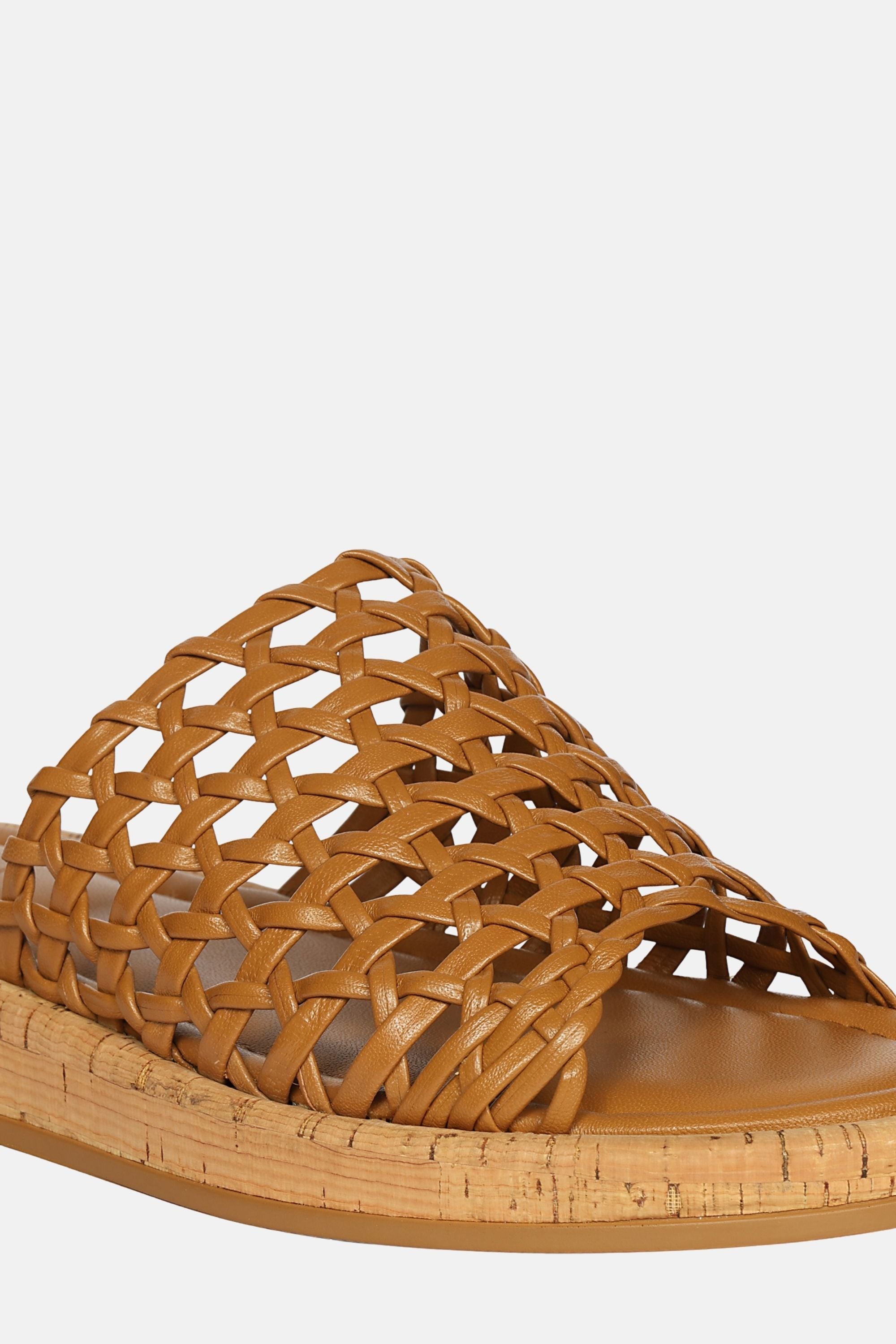 Jelavu - Cloud Leather Woven Sandals - Cognac Leather