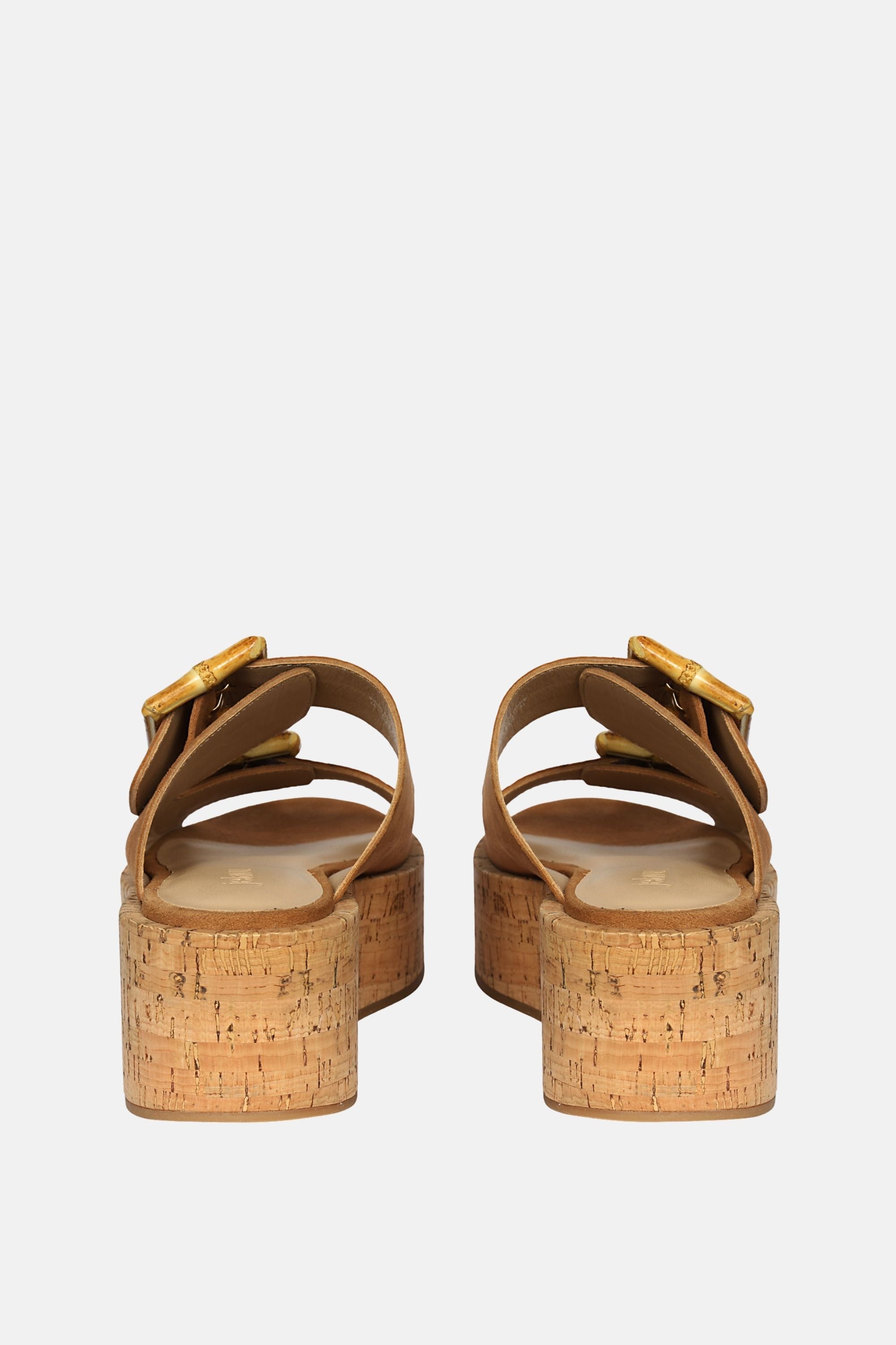 Jelavu - Corkie Platform Sandals with Bamboo Buckle - Cognac Suede