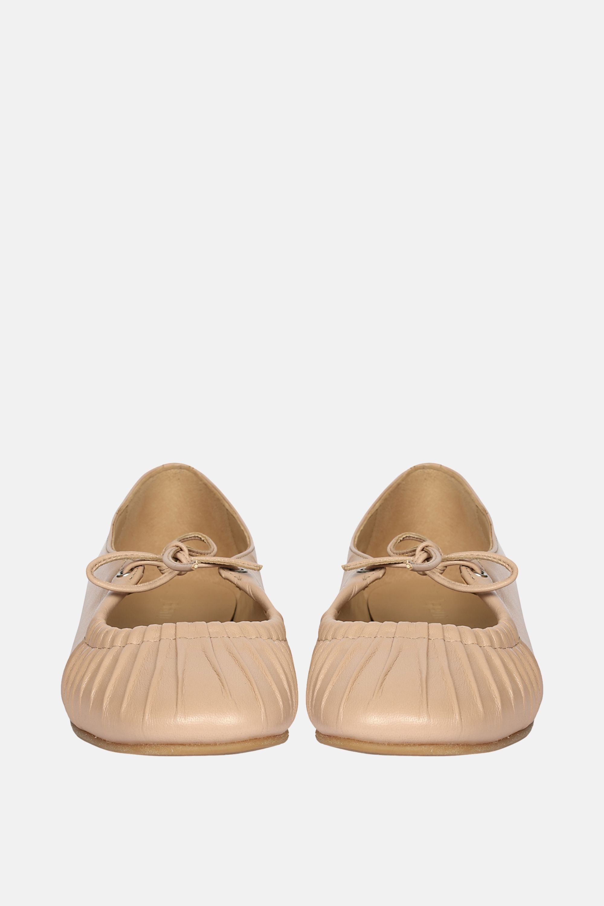 Jelavu - Ellie Ruched Lace-up Ballerina - Nude Leather