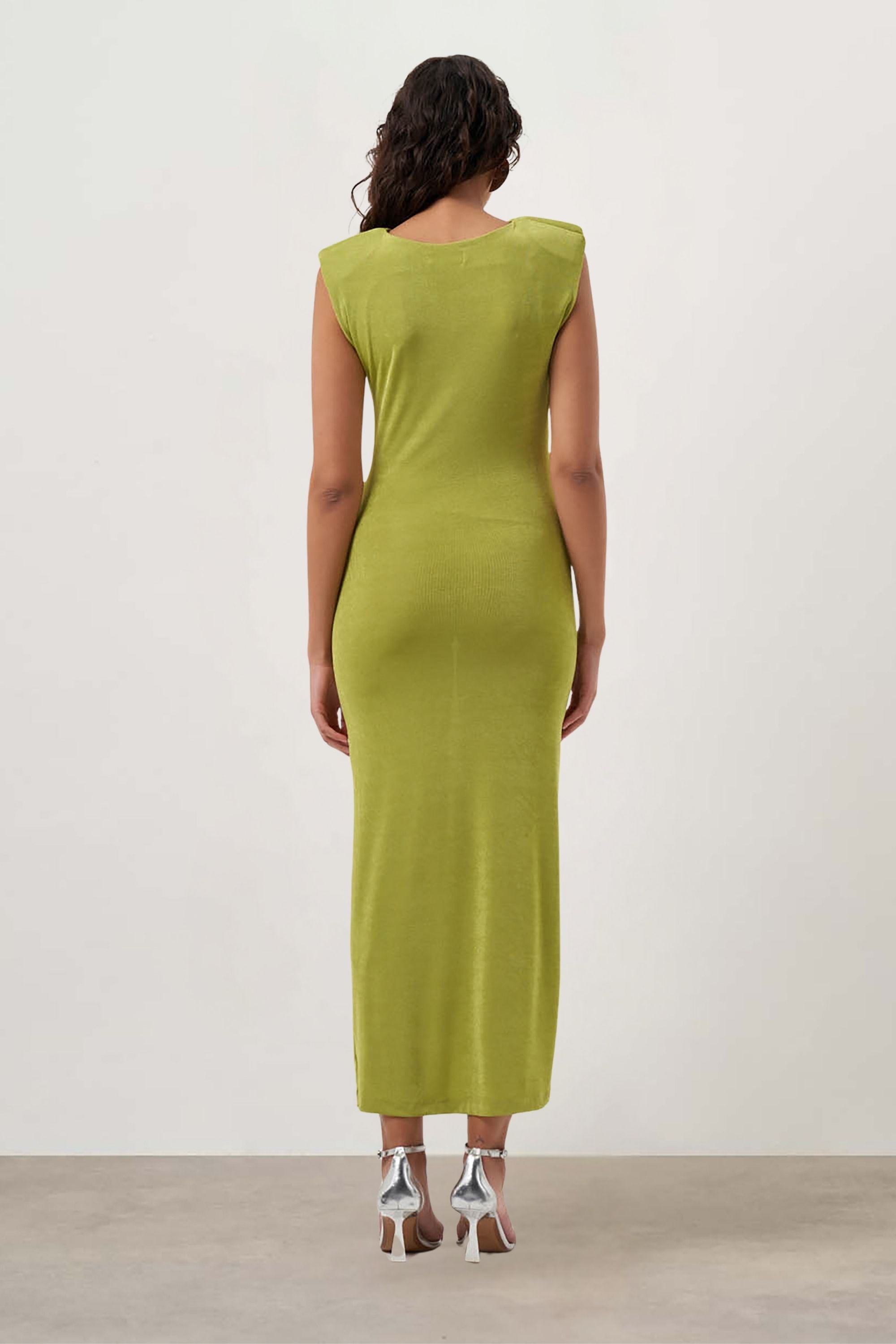 Mizalle Sleeveless Gathered Dress Green