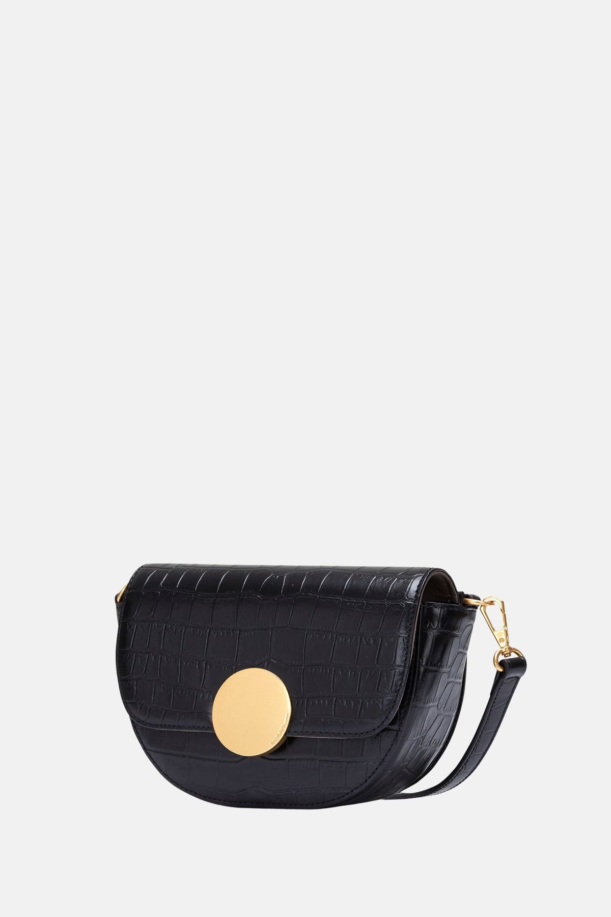 Oryany - Lottie Croco Saddle Crossbody - Small - Black Leather
