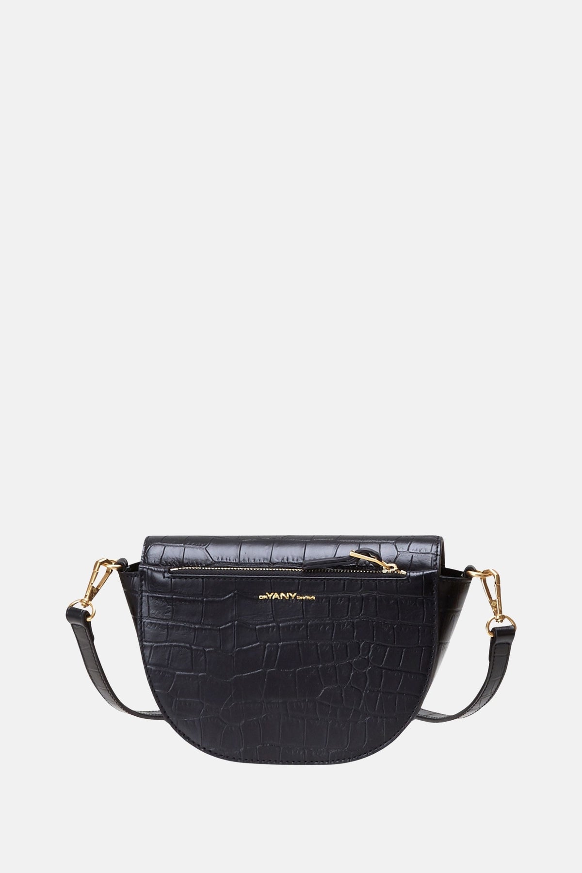 Oryany - Lottie Croco Saddle Crossbody - Small - Black Leather
