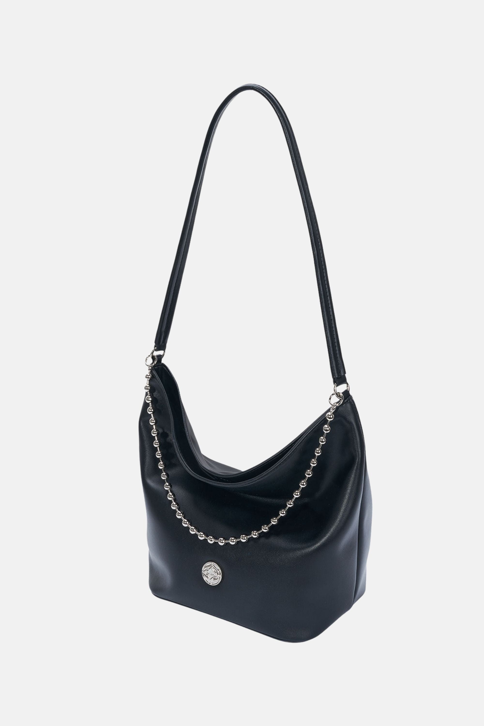 Oryany - Ball Chain Bucket Bag - Black Leather