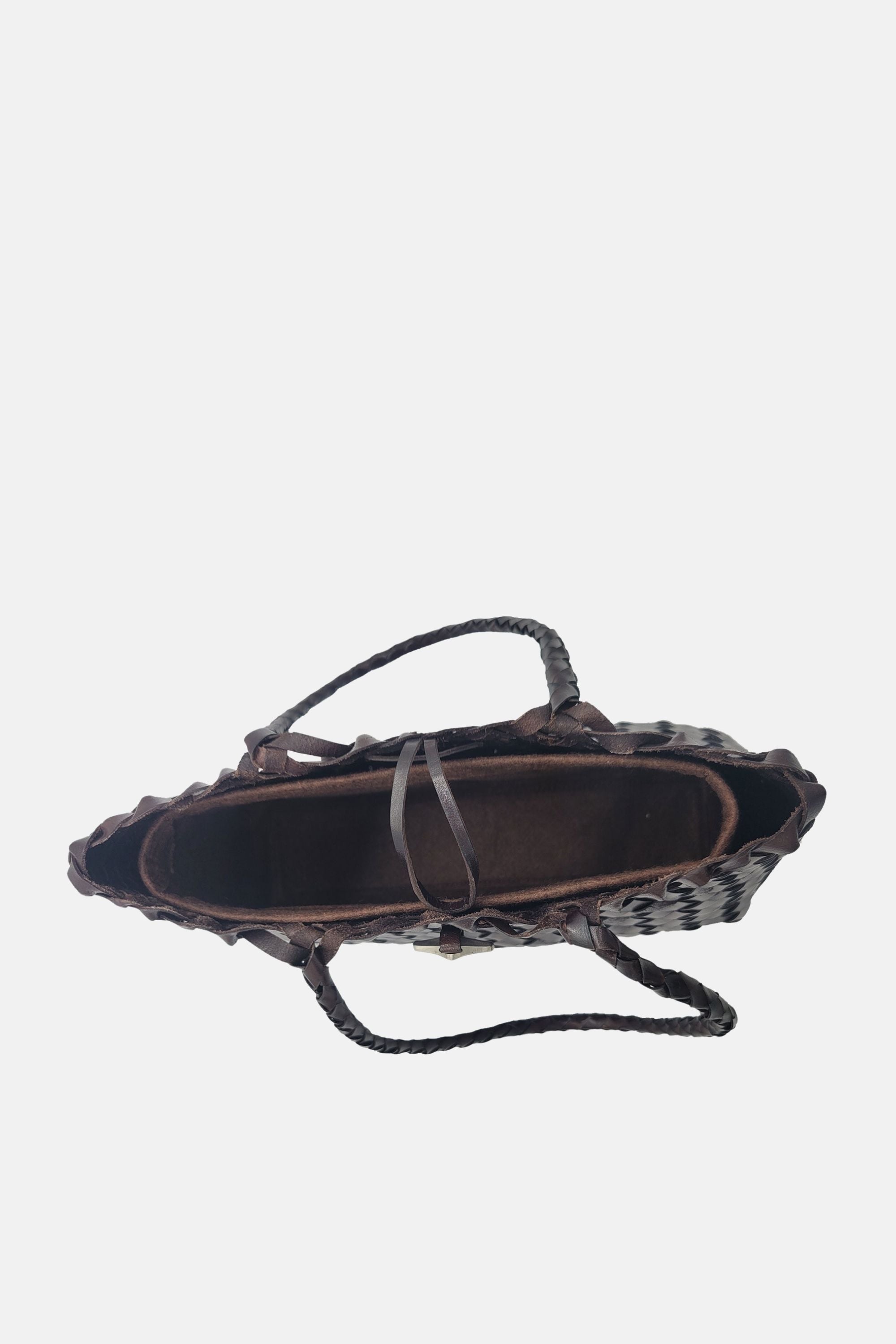 Oryany - Kayla Handwoven Leather Shoulder Bag – Medium Satchel - Dark Choco