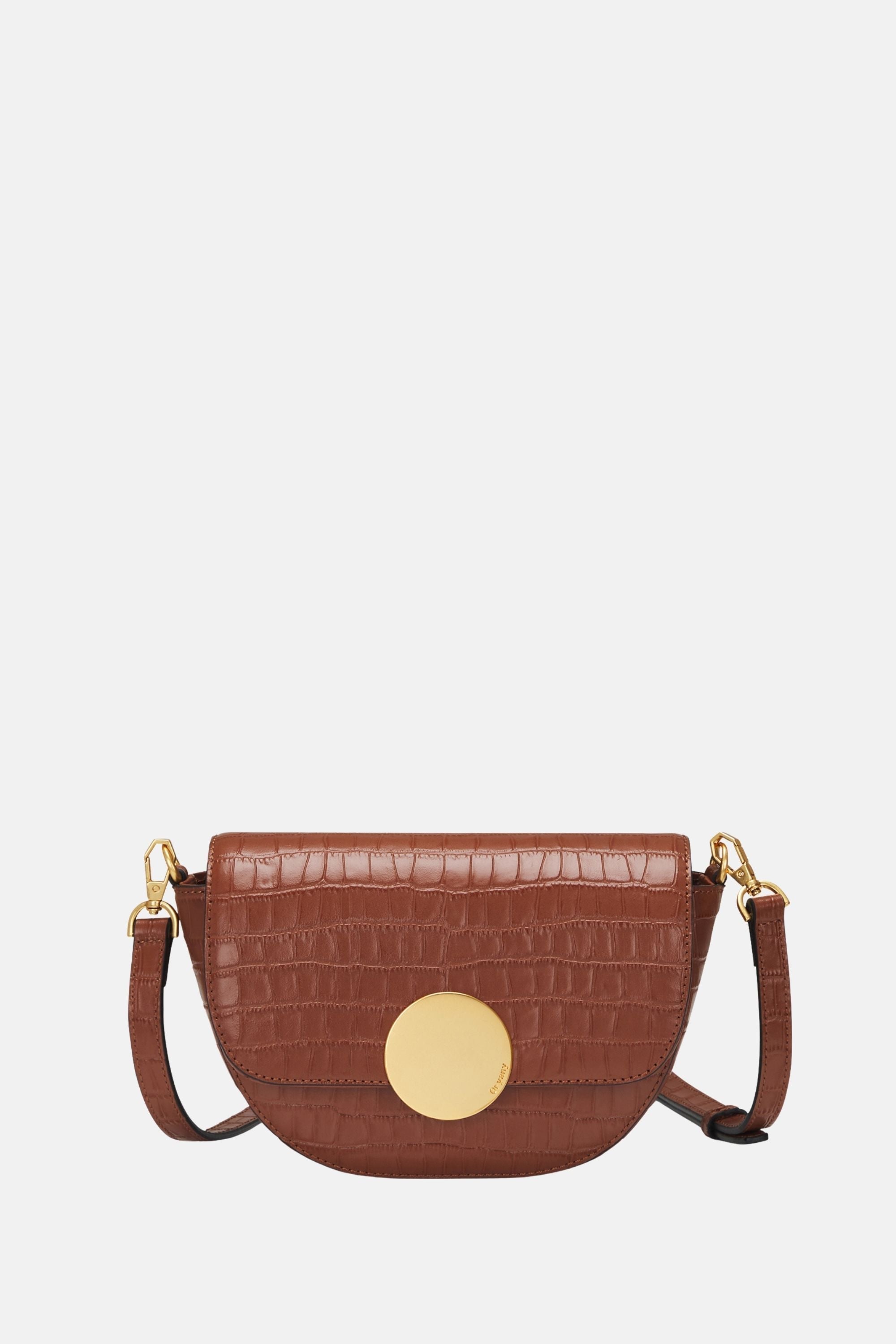 Oryany - Lottie Croco Saddle Crossbody - Small - Toffee Tan Leather