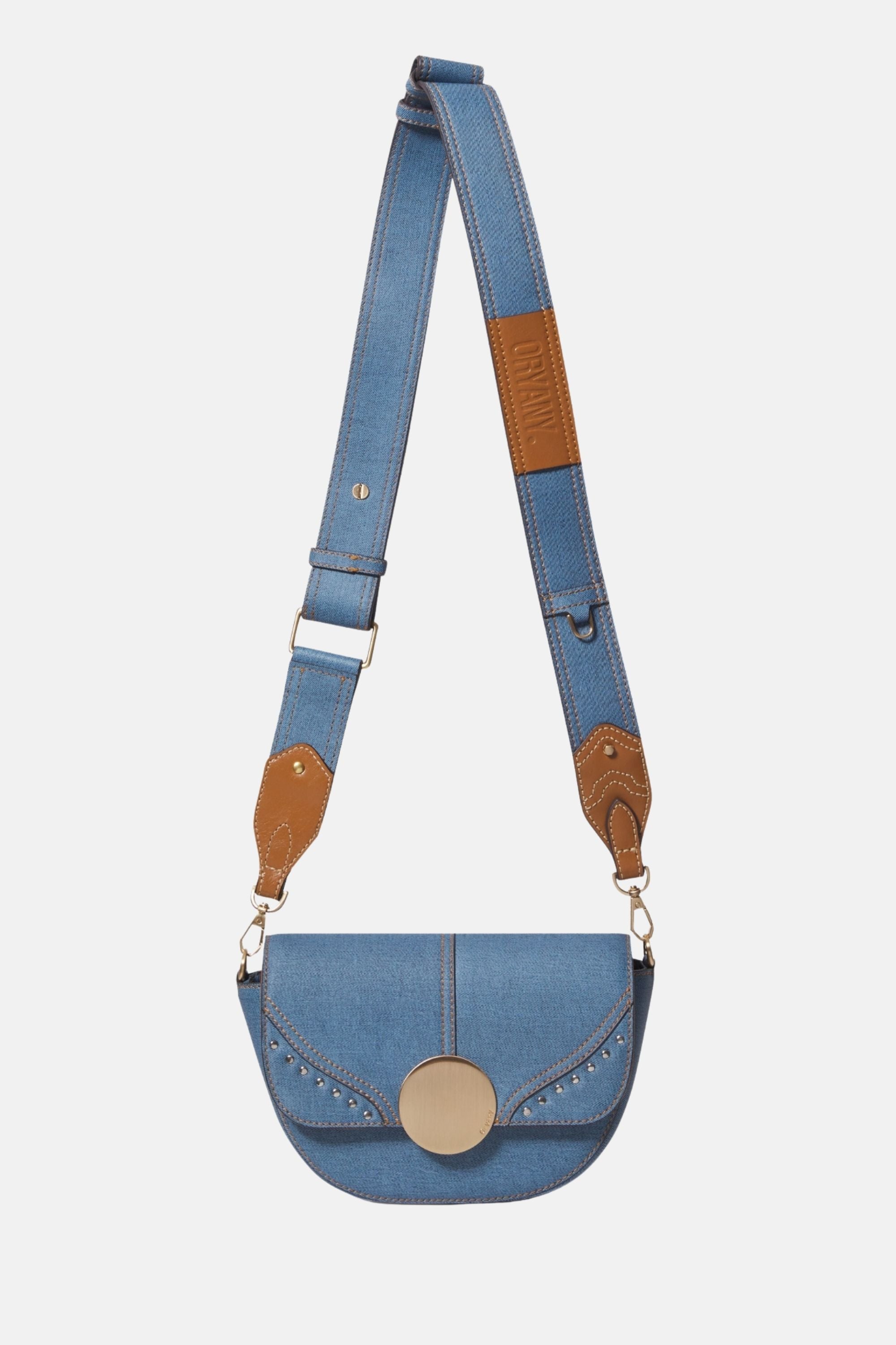 Oryany - Lottie Saddle Crossbody Small Handbags - Denim Leather