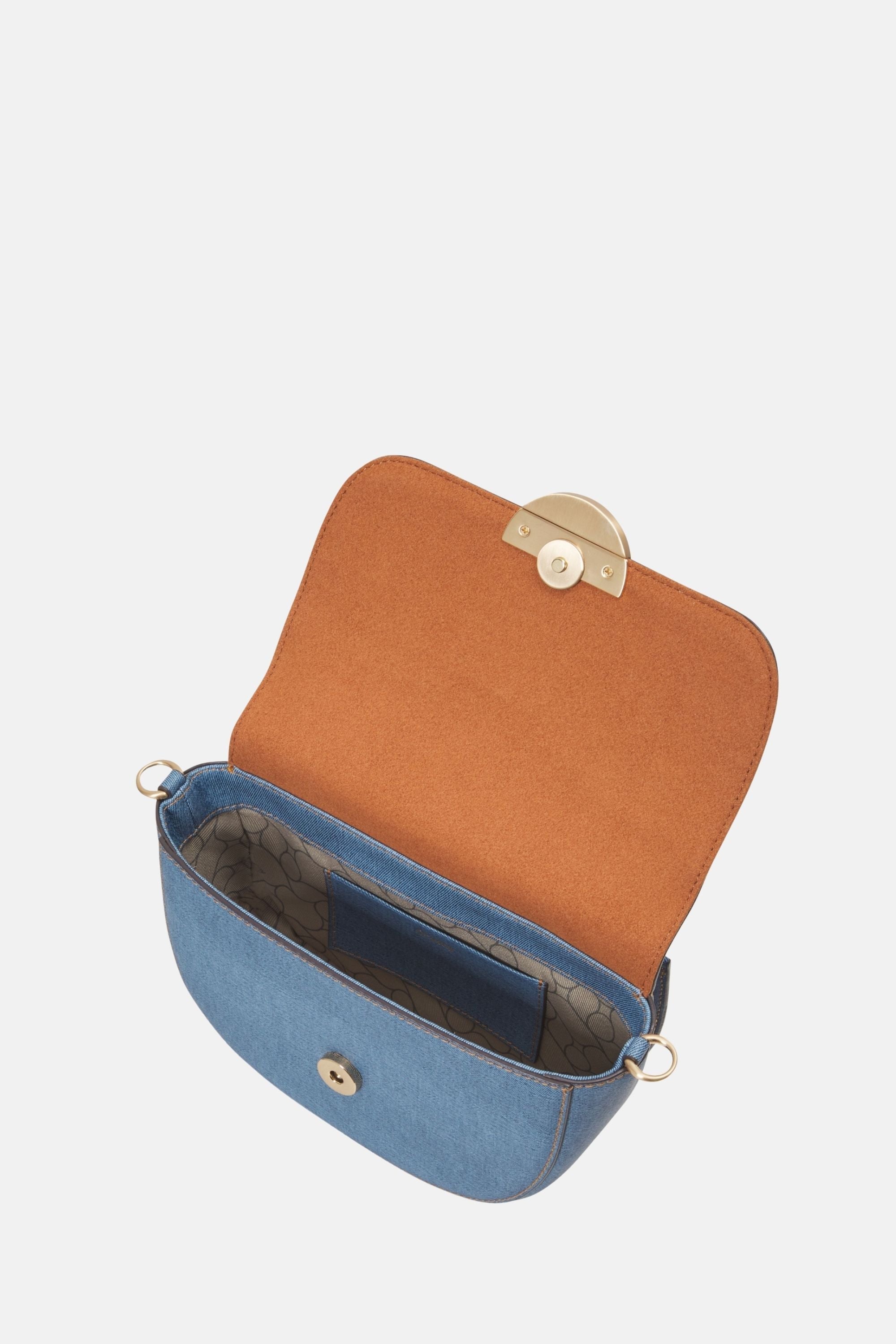 Oryany - Lottie Saddle Crossbody Small Handbags - Denim Leather
