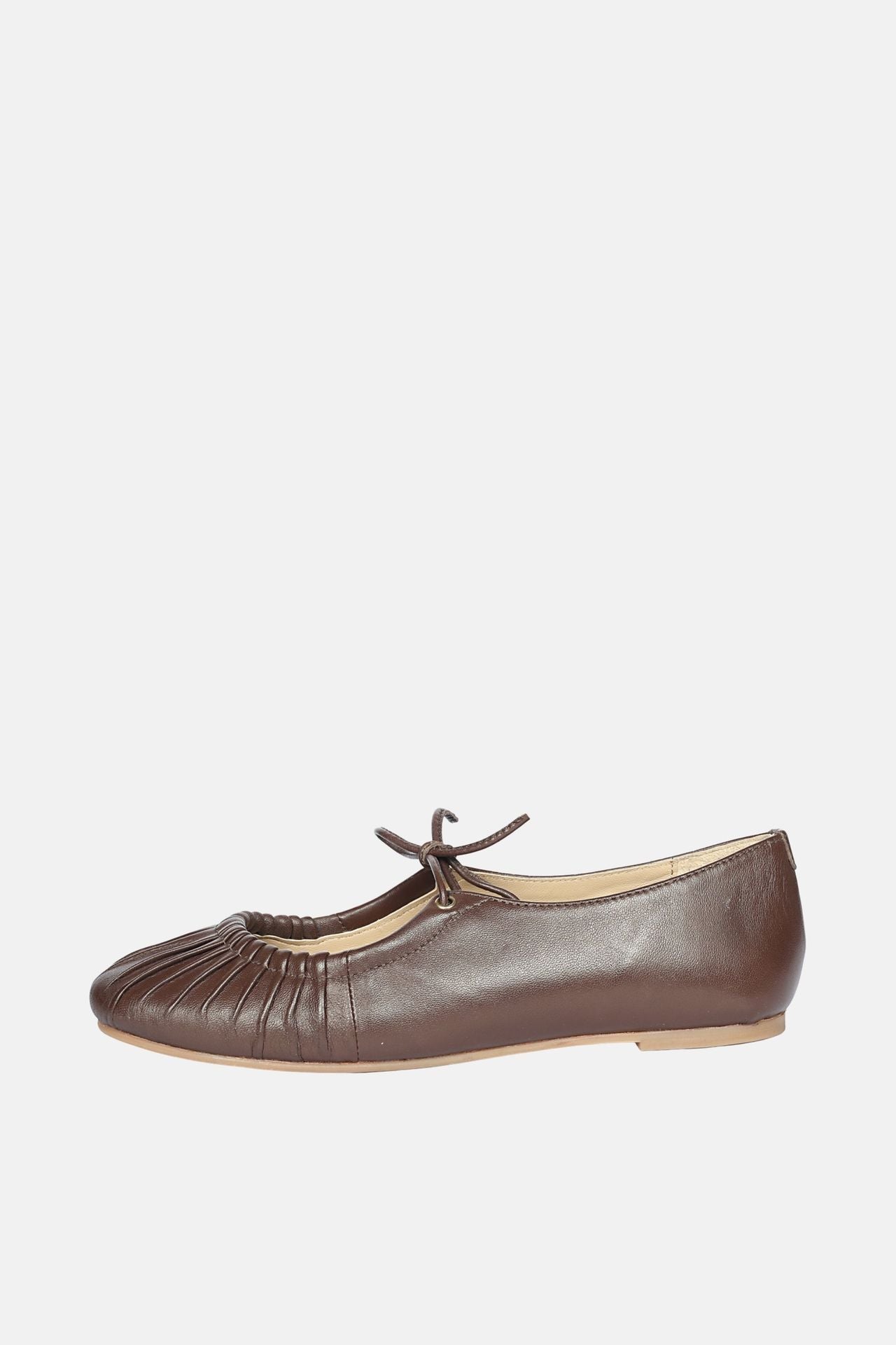 Jelavu - Ellie Ruched Lace-up Ballerina - Chocolate Leather