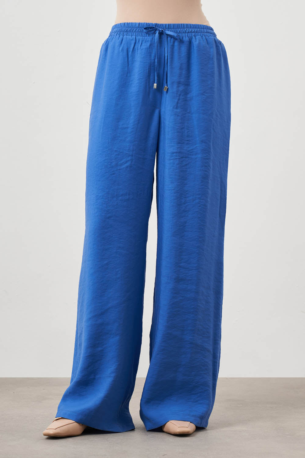 Mizalle Wide Leg Pants Blue Apparel