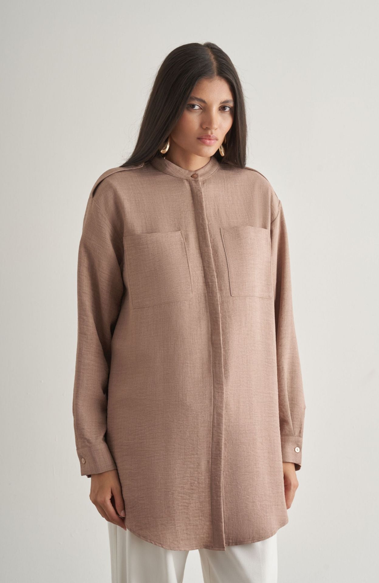 Mizalle Tunic with Epaulette Detail