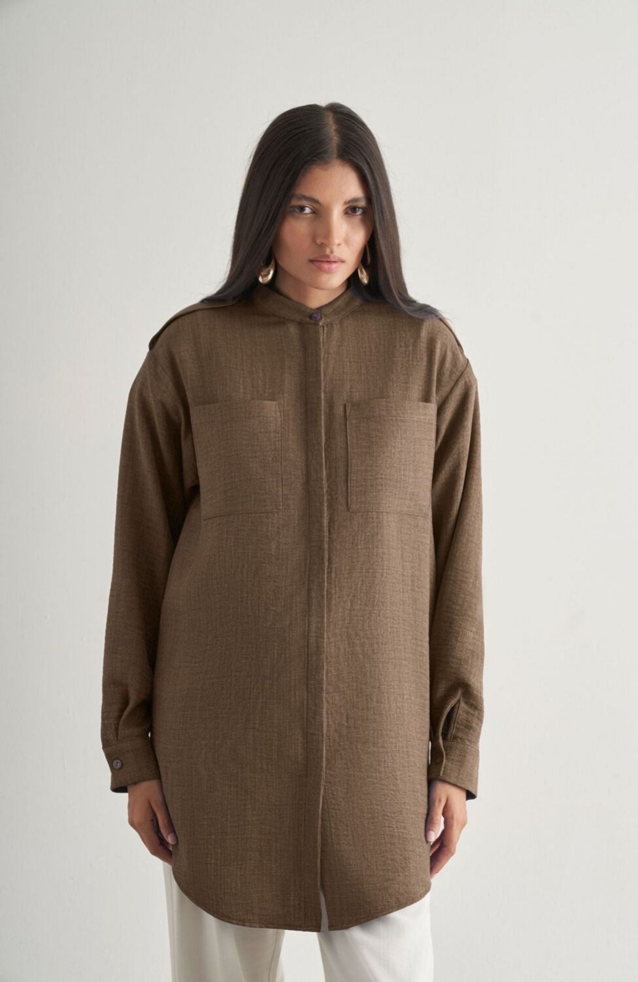 Mizalle Tunic with Epaulette Detail