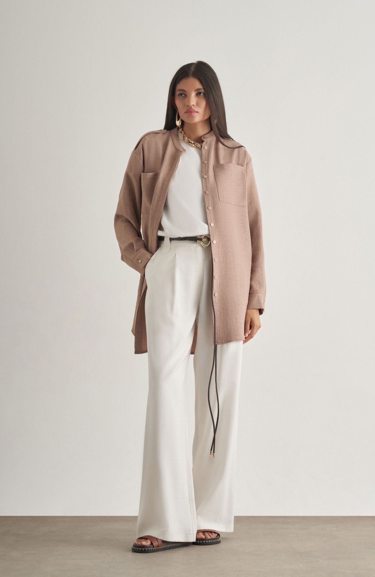 Mizalle Tunic with Epaulette Detail