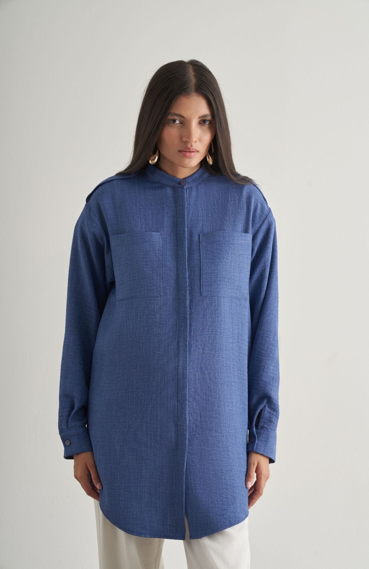 Mizalle Tunic with Epaulette Detail