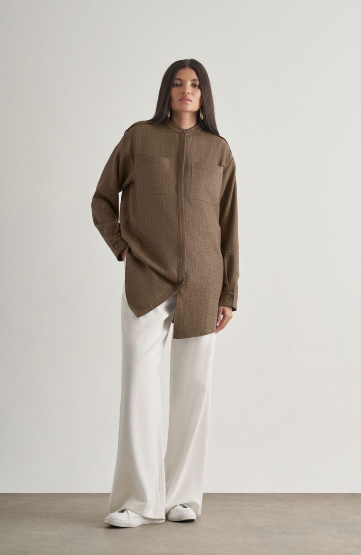 Mizalle Tunic with Epaulette Detail