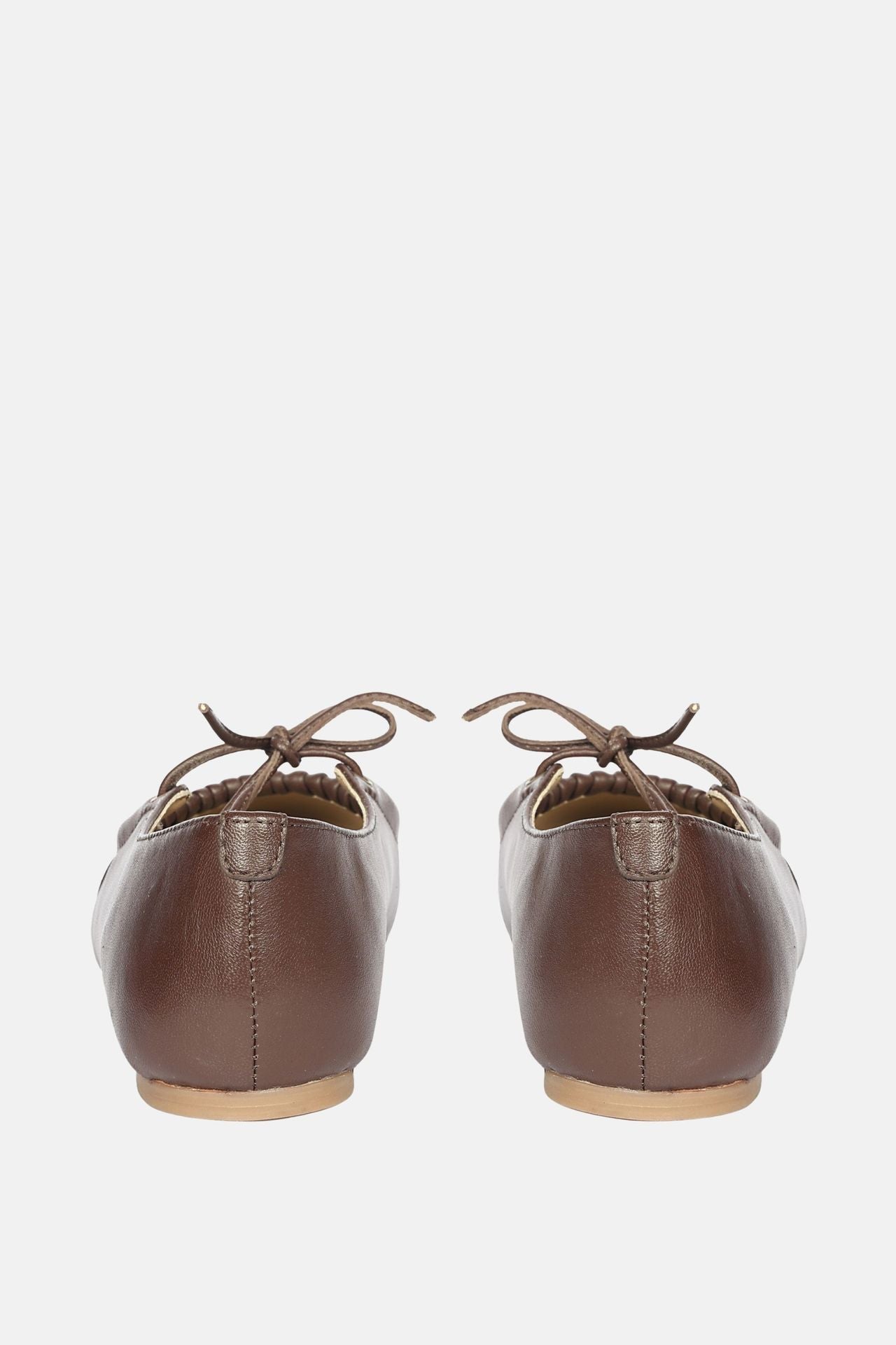 Jelavu - Ellie Ruched Lace-up Ballerina - Chocolate Leather