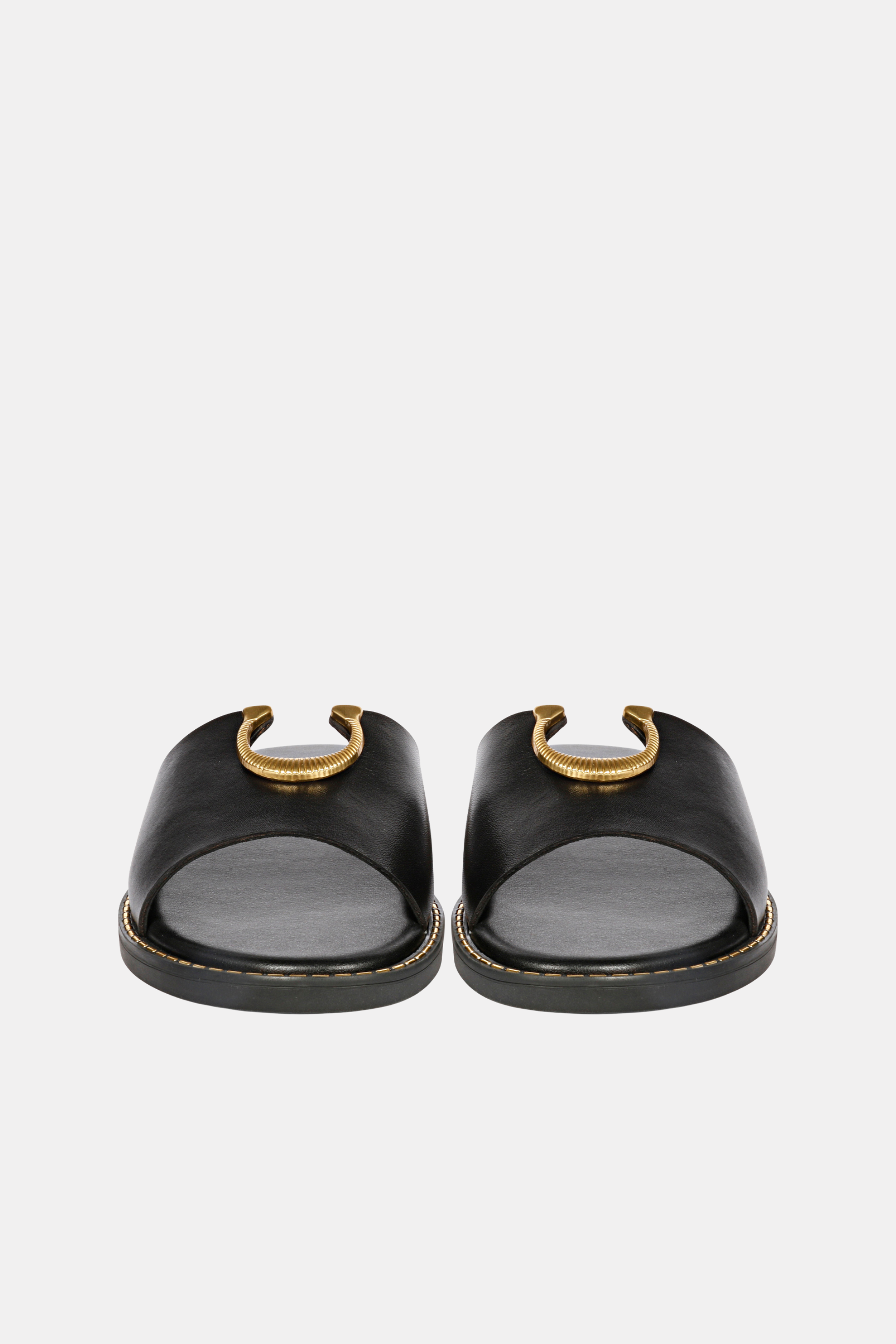 Vivi Blu - Amber Horseshoe Ornament Sandals - Black Leather