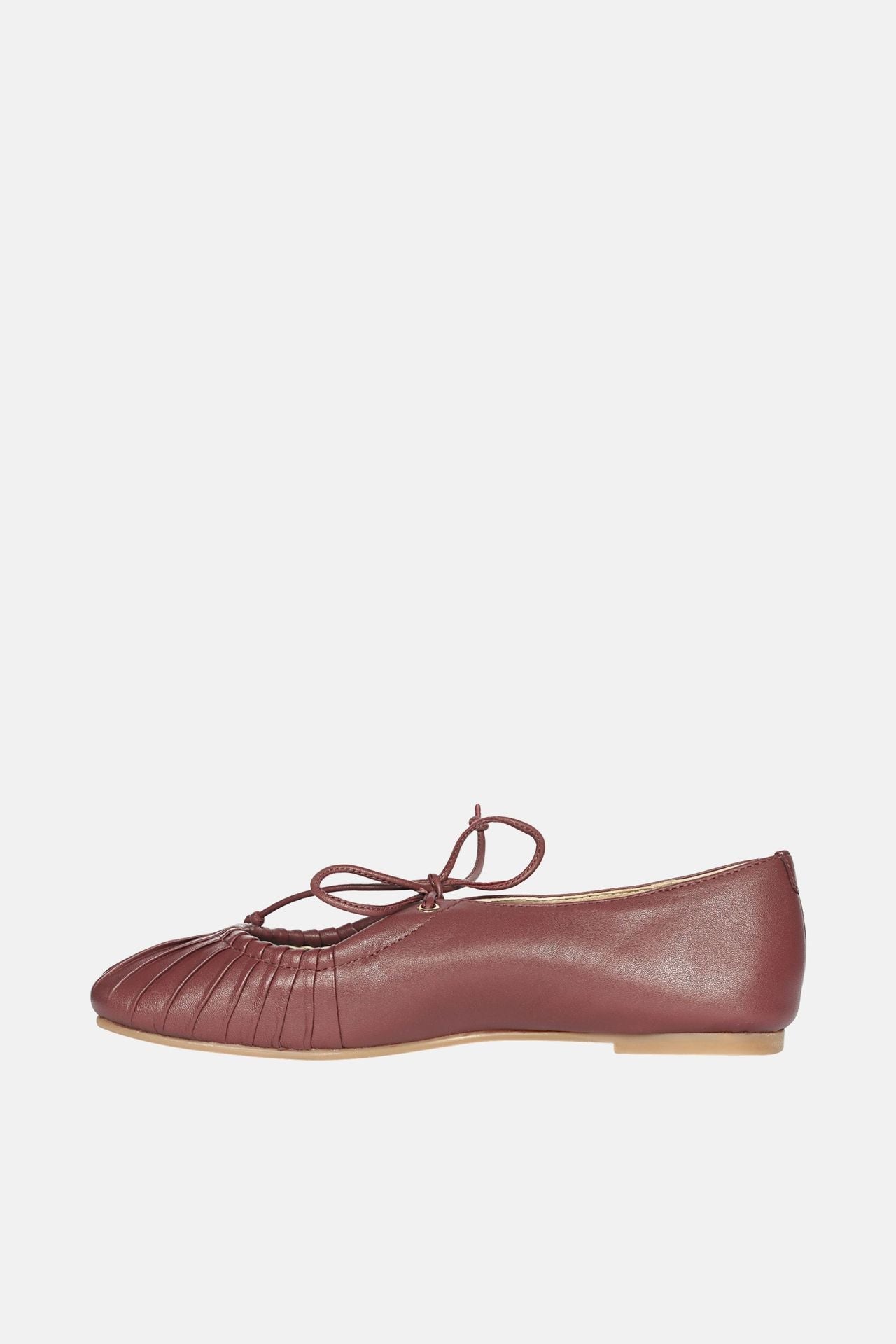 Jelavu - Ellie Ruched Lace-up Ballerina - Burgundy Leather
