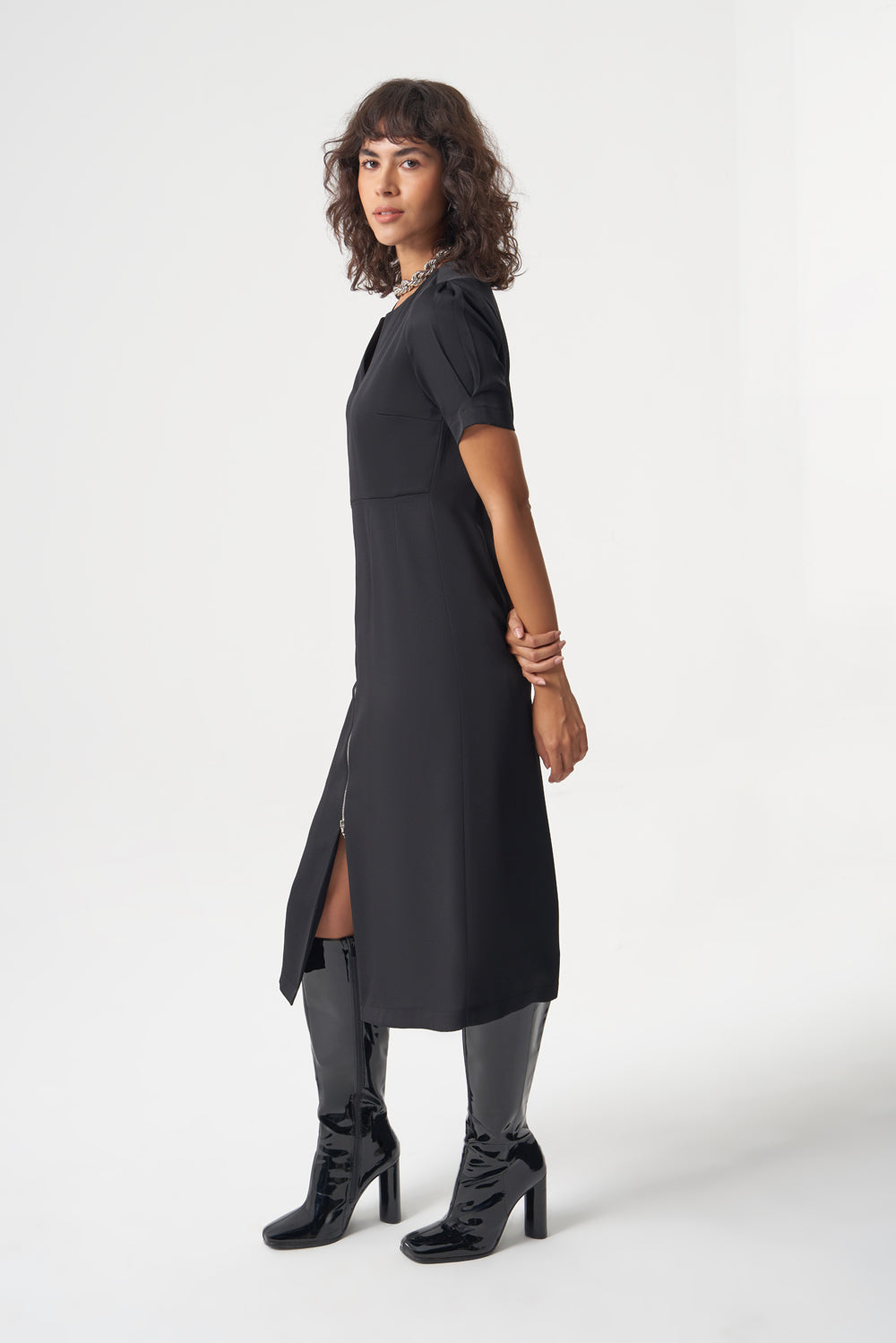 Mizalle Woven Zipper Dress Apparel