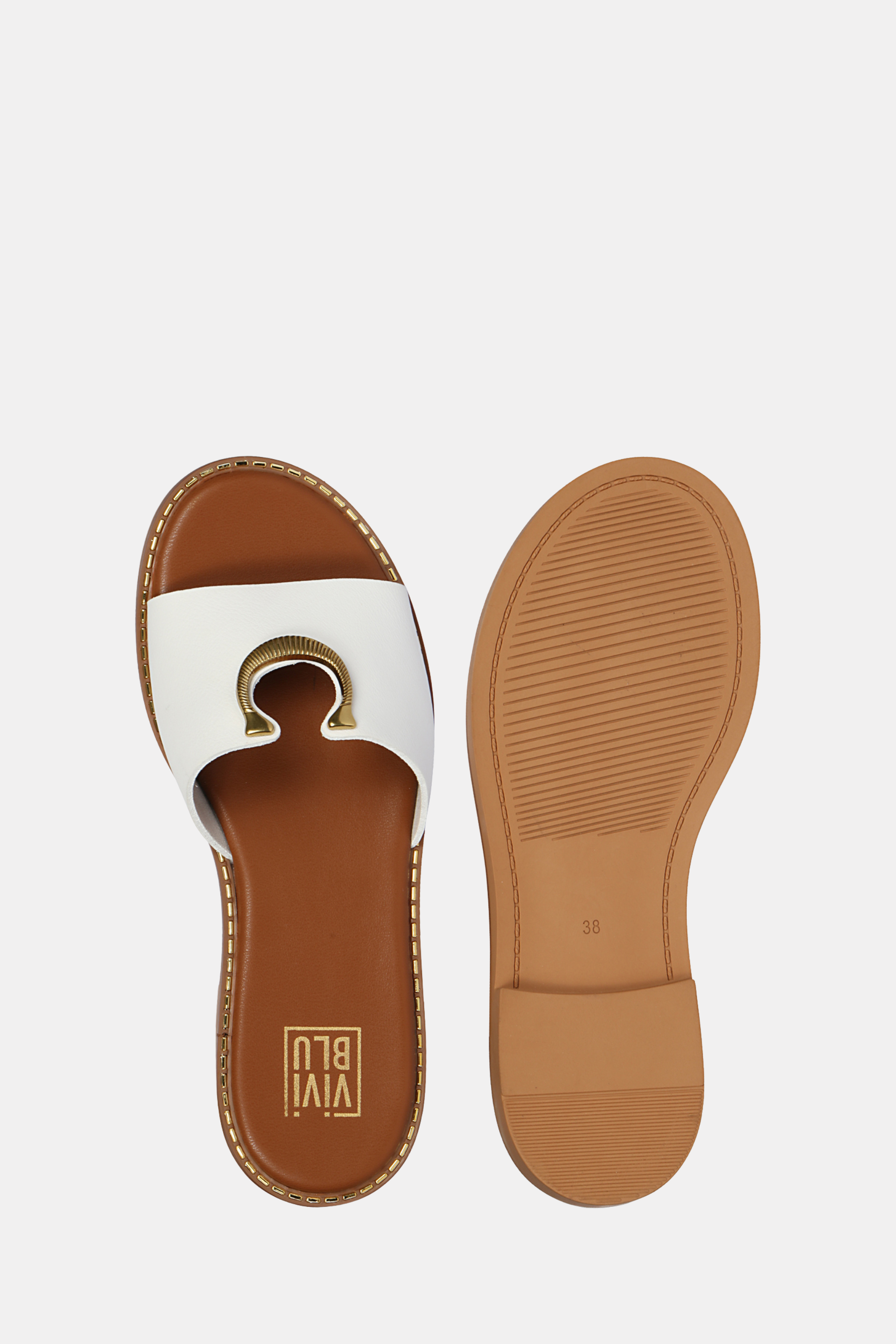 Vivi Blu - Amber Horseshoe Ornament Sandals - White Leather