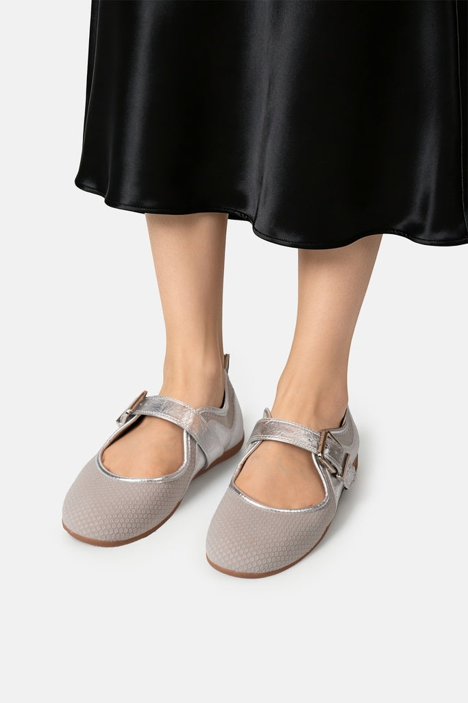 JELAVU Willow Buckle Mary Jane Flat in Silver Metallic - image 6