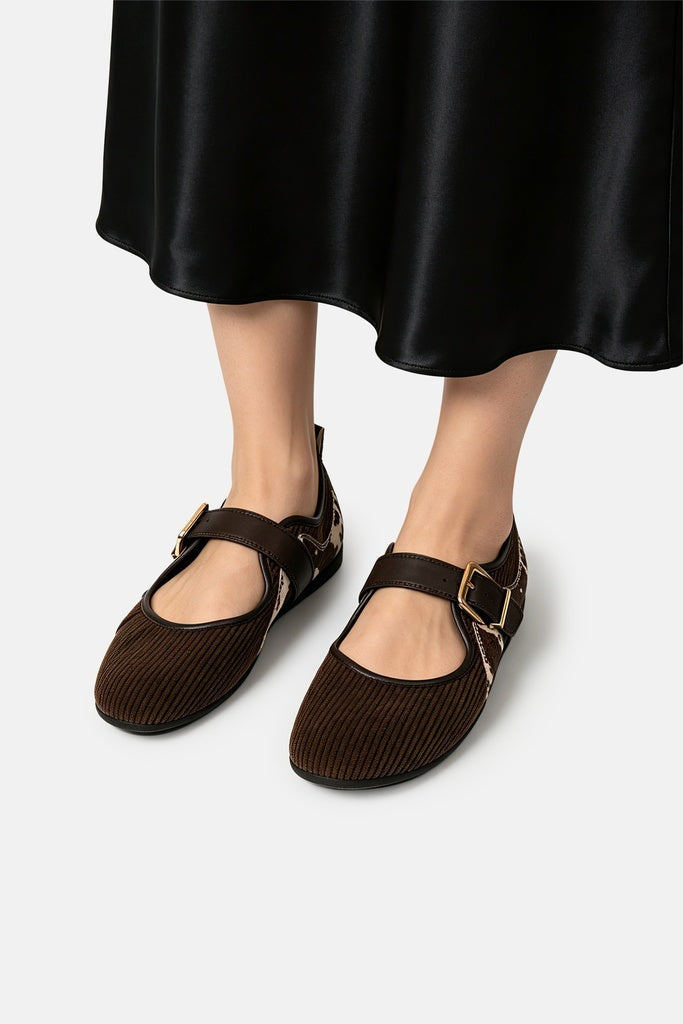JELAVU Willow Buckle Mary Jane Flat in Brown Cow Print - image 6