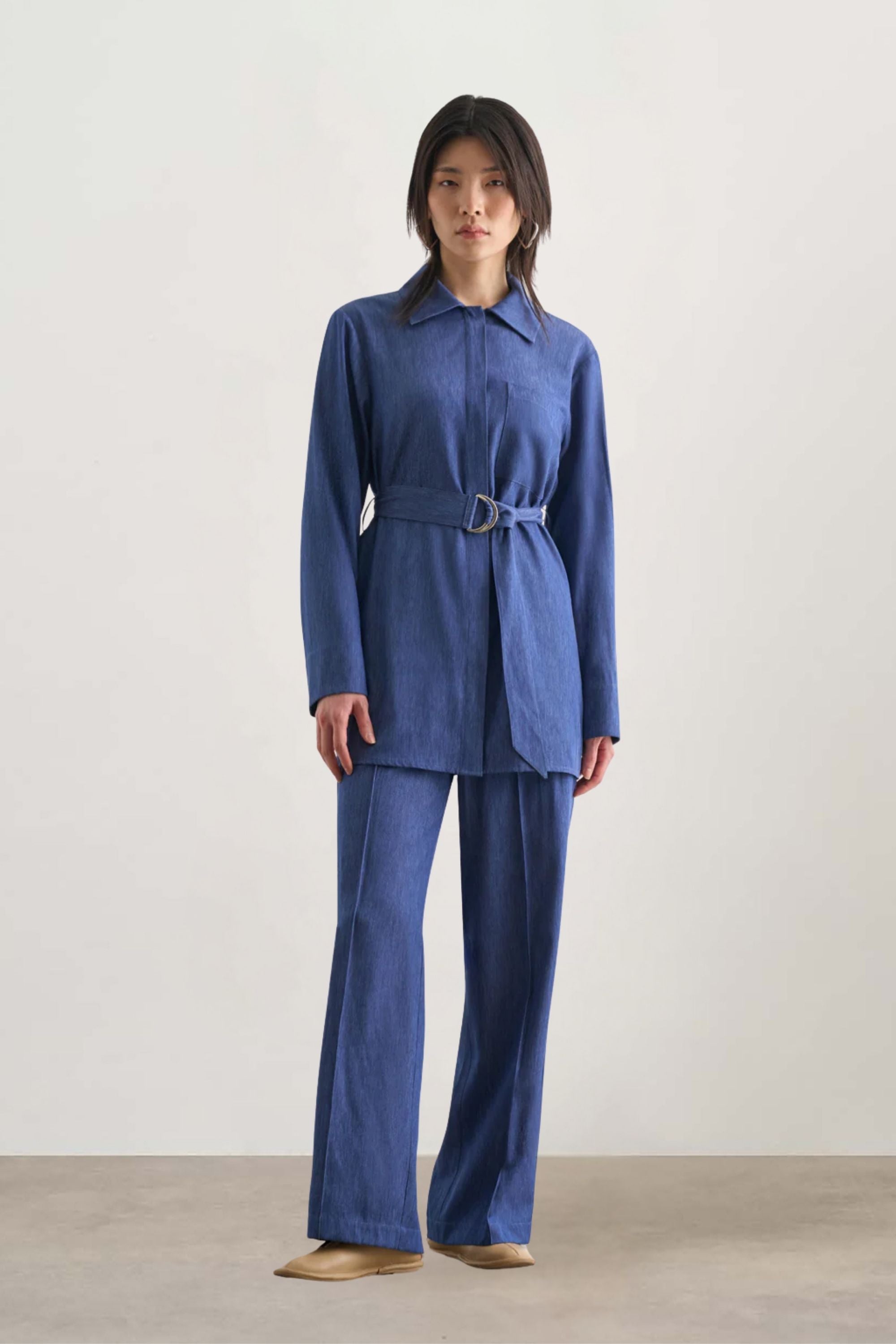 Mizalle Denim Belted Tunic