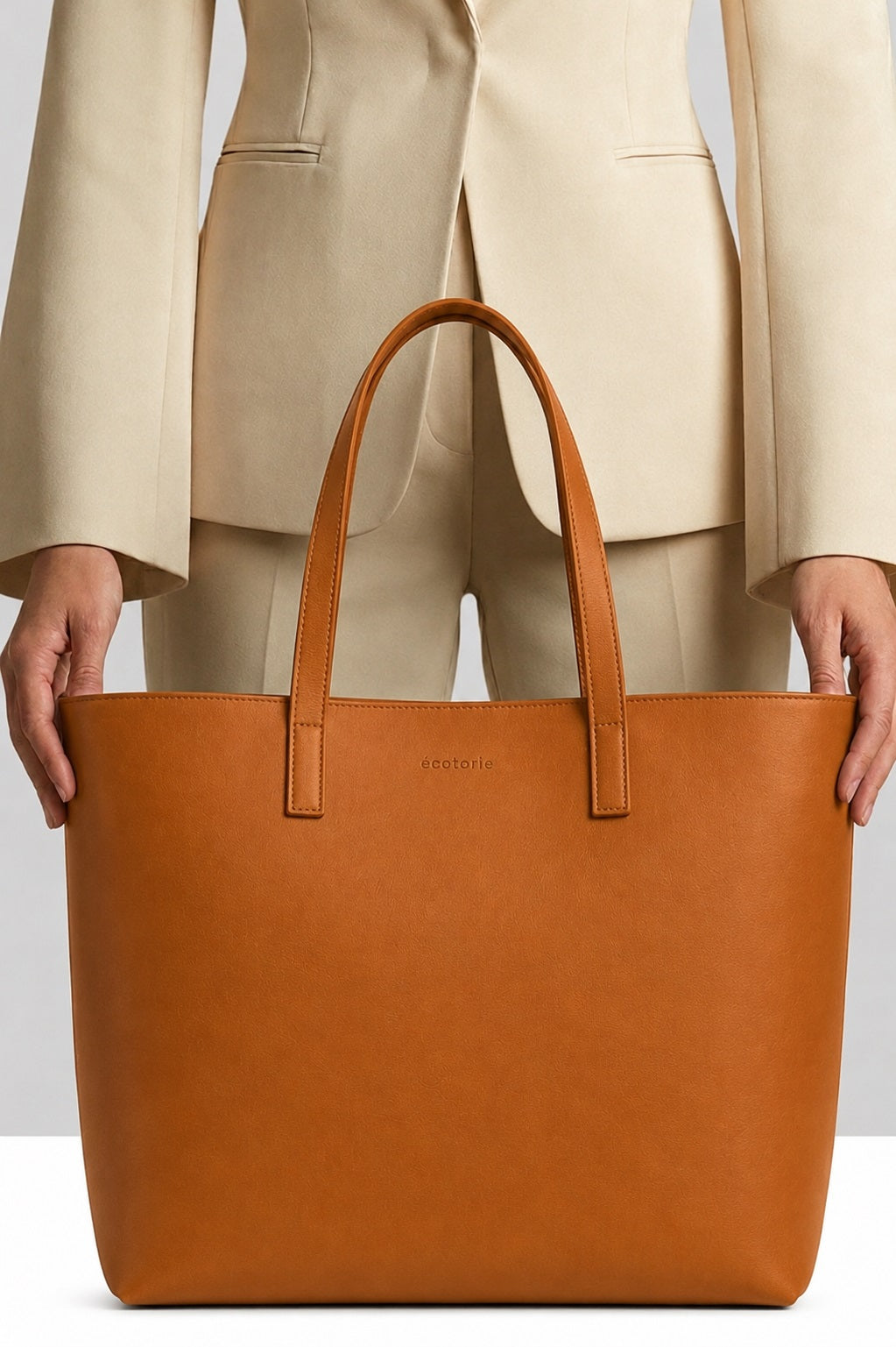 Ecotorie Agatha Leather Tote Bag-Caramel